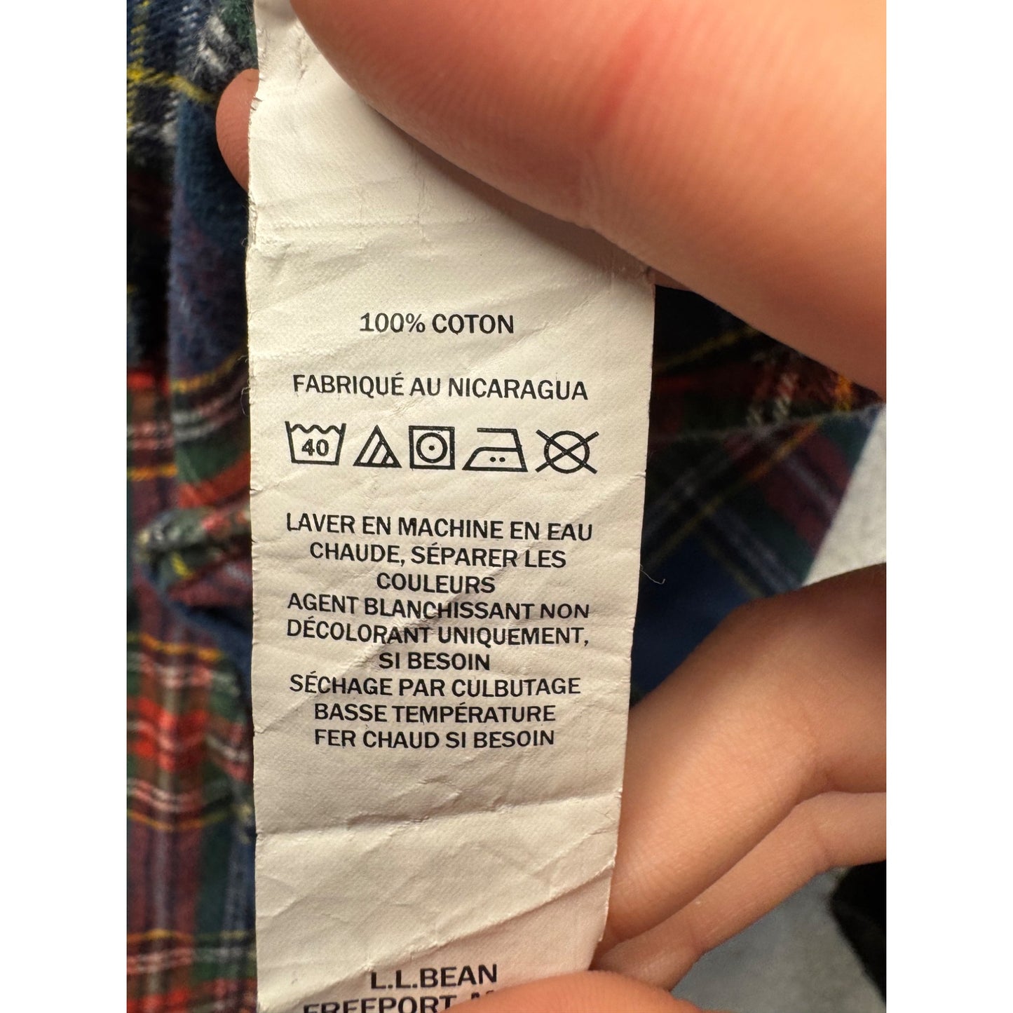 L.L. Bean Slightly Fitted Plaid Button-Down Shirt L-Reg 100% Cotton #7781