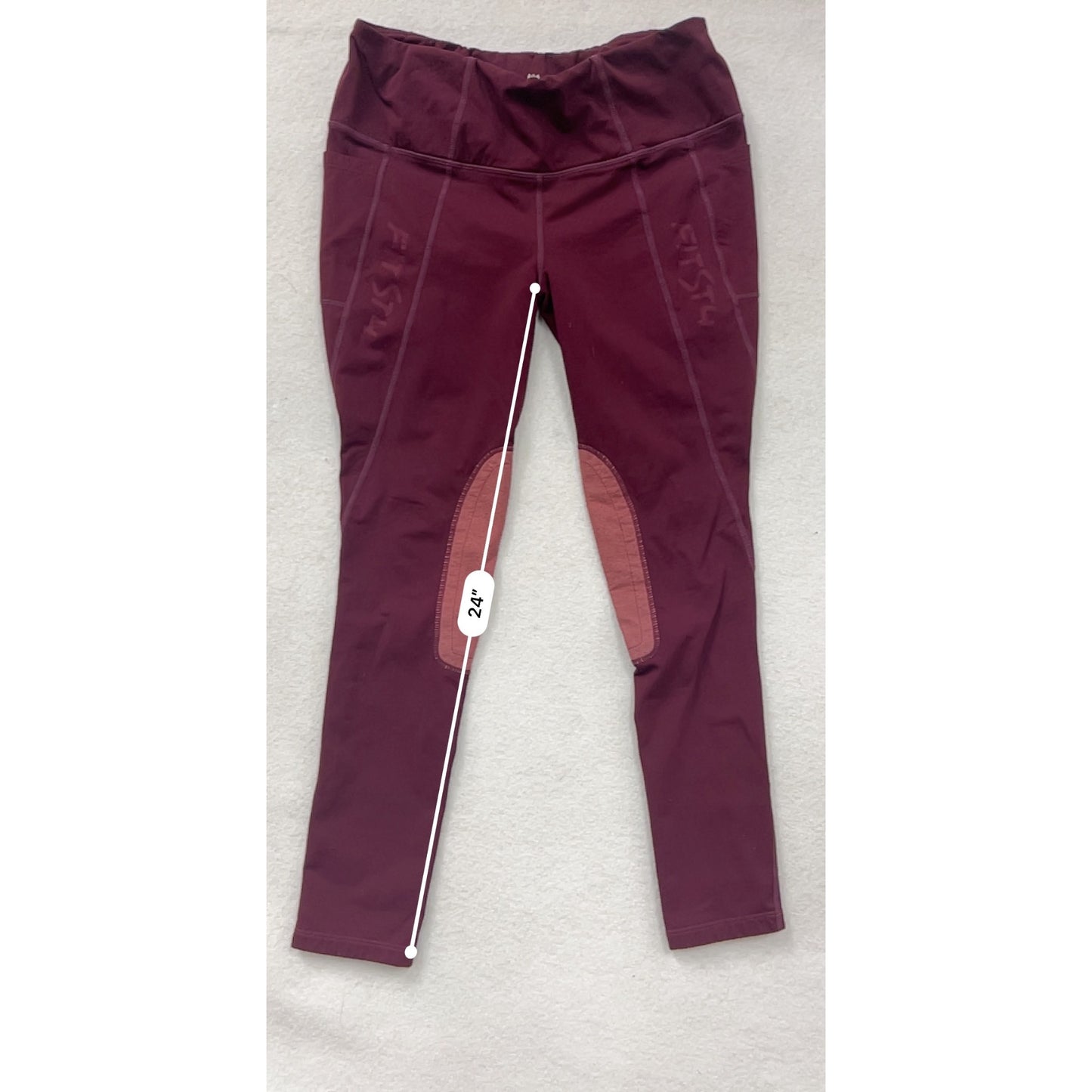 Womens Burgundy Leggings Medium FitsT4 Sports Stretchy & Comfortable #6616