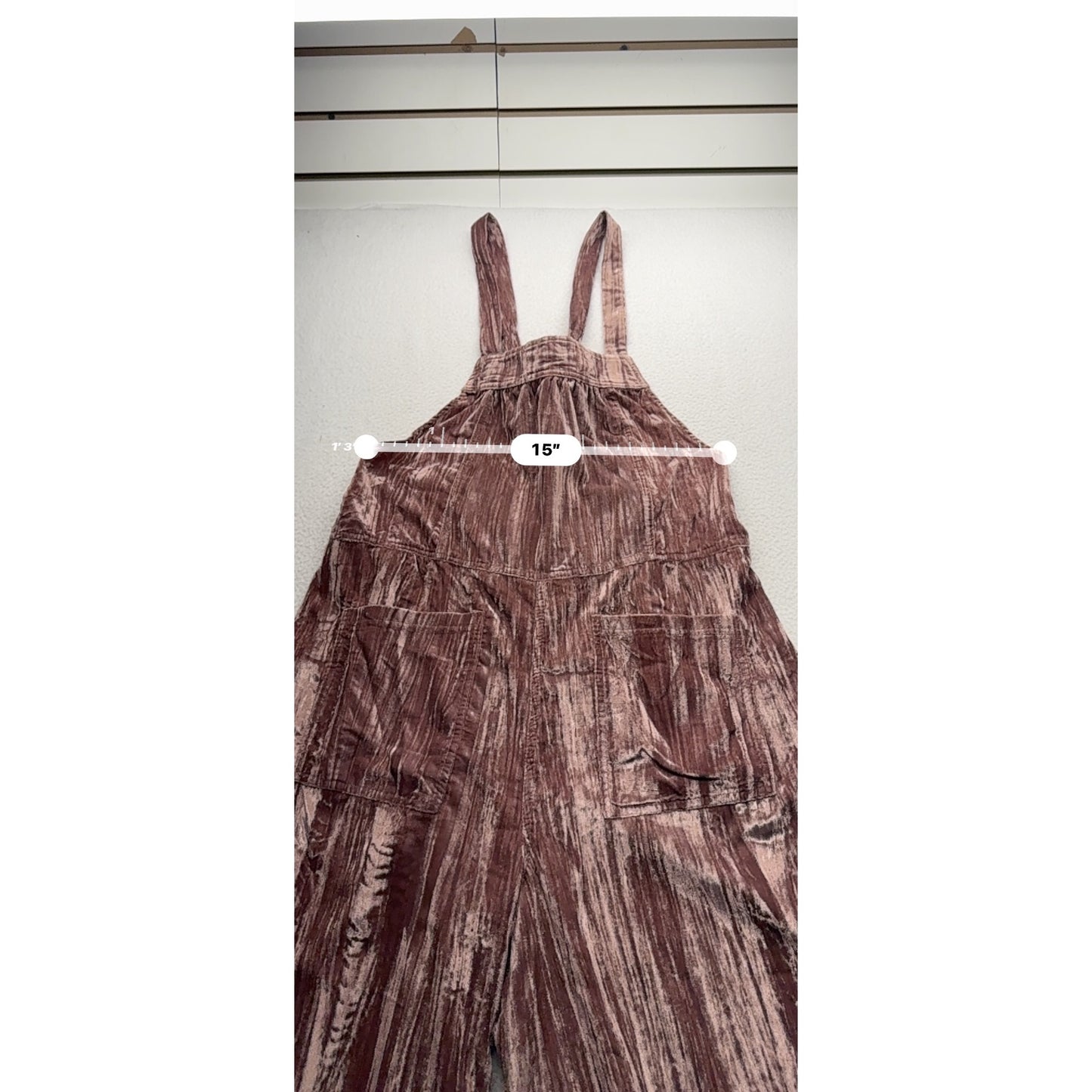 Natural Life Velvet Wide-Leg Overalls Brown Size Small, Pockets 43" #9995
