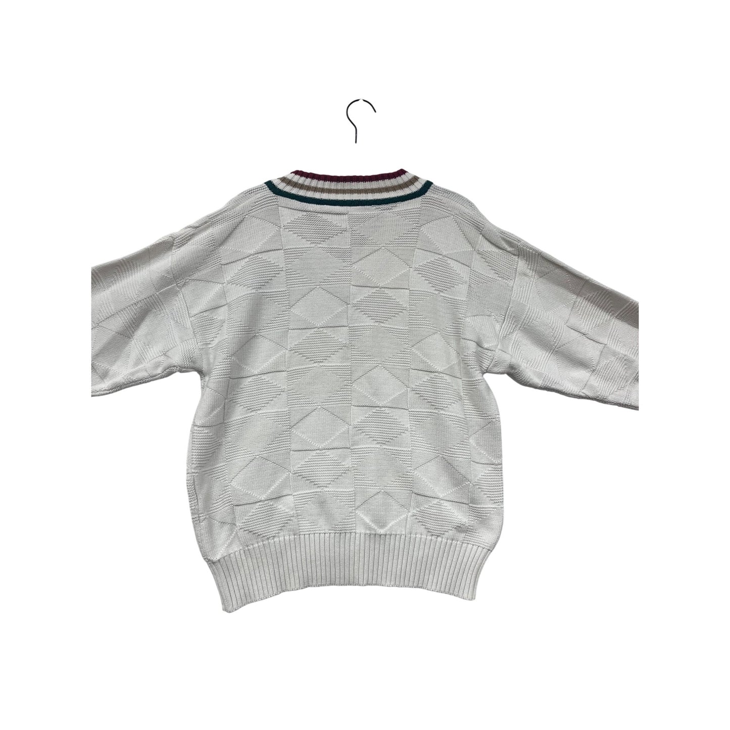 Vintage Wool Head Sportswear Mens XL White V-Neck Sweater W/ US Open Embroidered Patch #6959