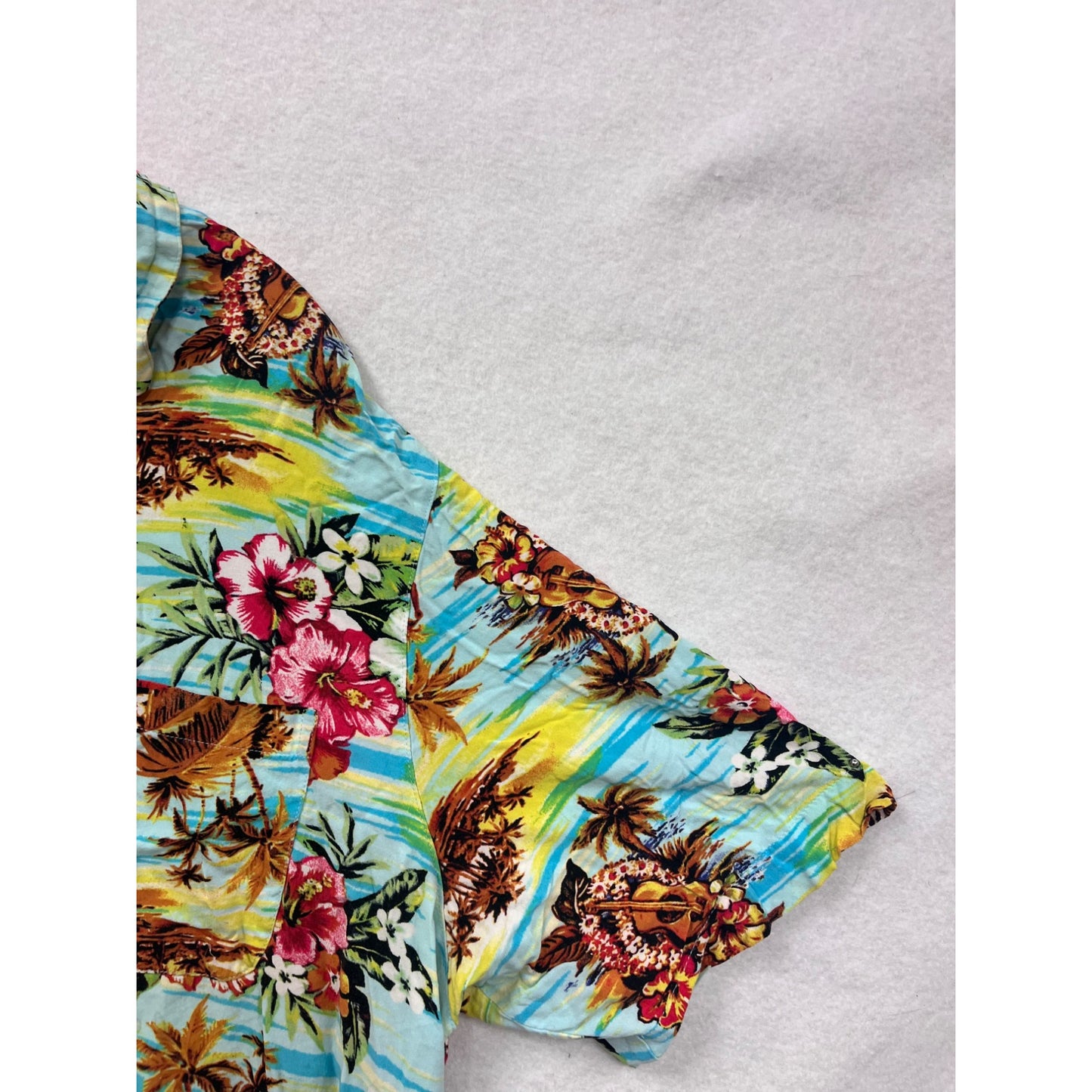 George Mens 2XL Hawaiian Button-Up Shirt Tropical Paradise Print 100% Rayon Short Sleeve #6524