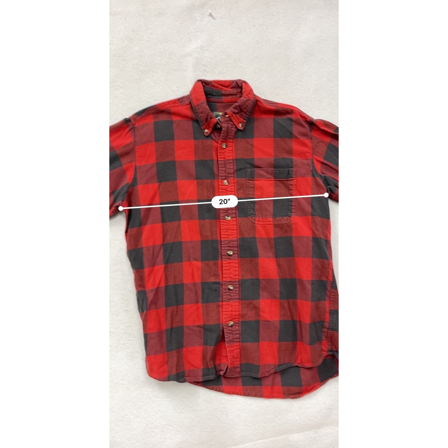 Red & Black Buffalo Plaid Button-Up Shirt By Bass Pro Shops Long Sleeve #8780