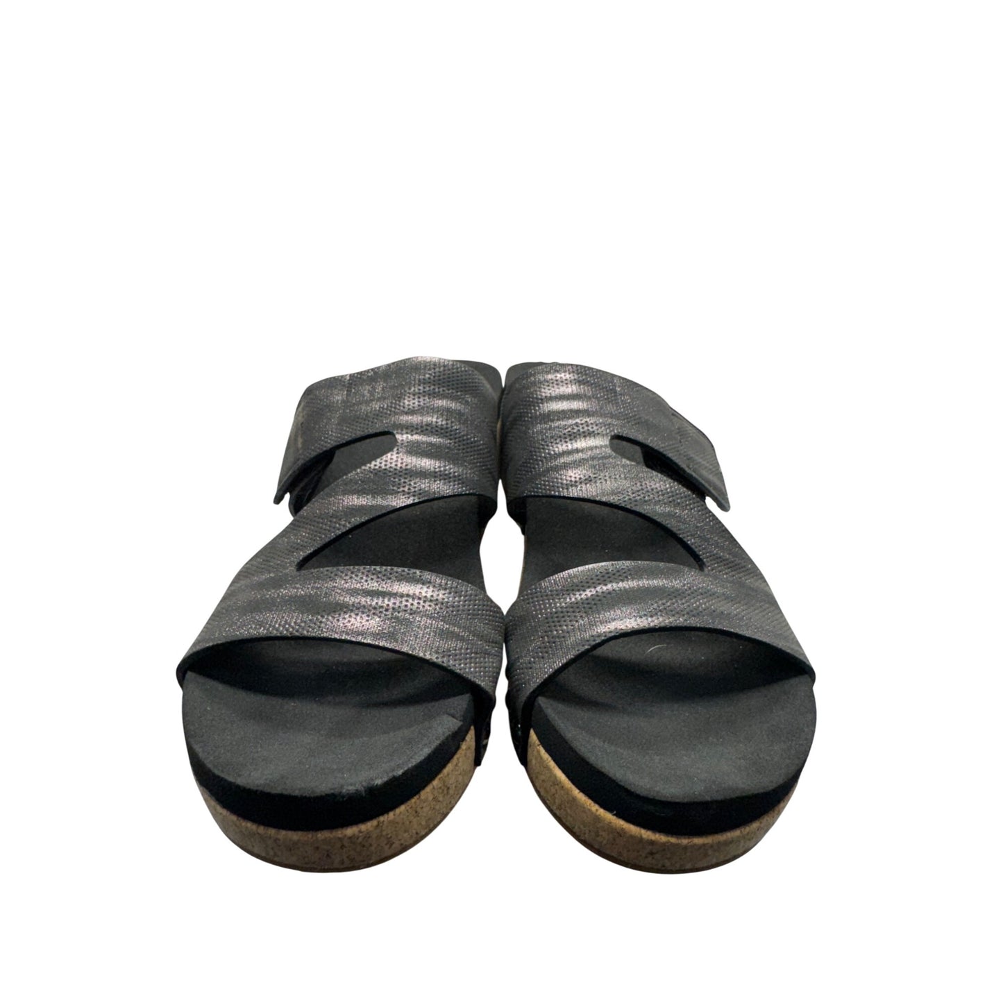 Boutique By Corkys Black Slip-On Wedge Sandals Size 9 #9022