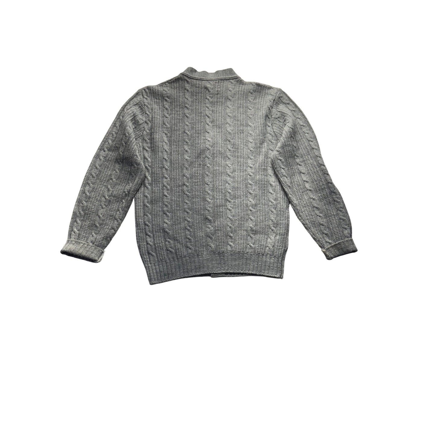 Vintage Bemidji Woolen Mills Mens Gray Cable Knit Cardigan Sweater #7987