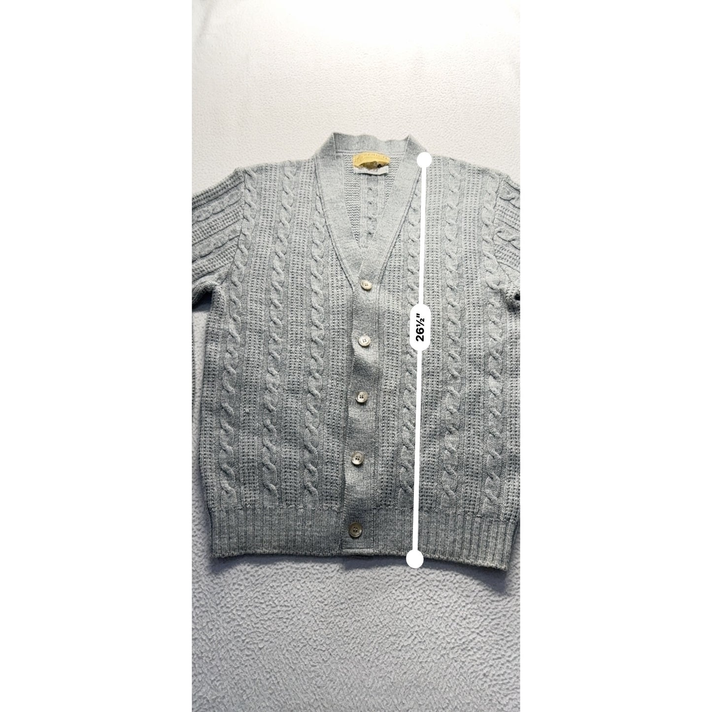Vintage Bemidji Woolen Mills Mens Gray Cable Knit Cardigan Sweater #7987