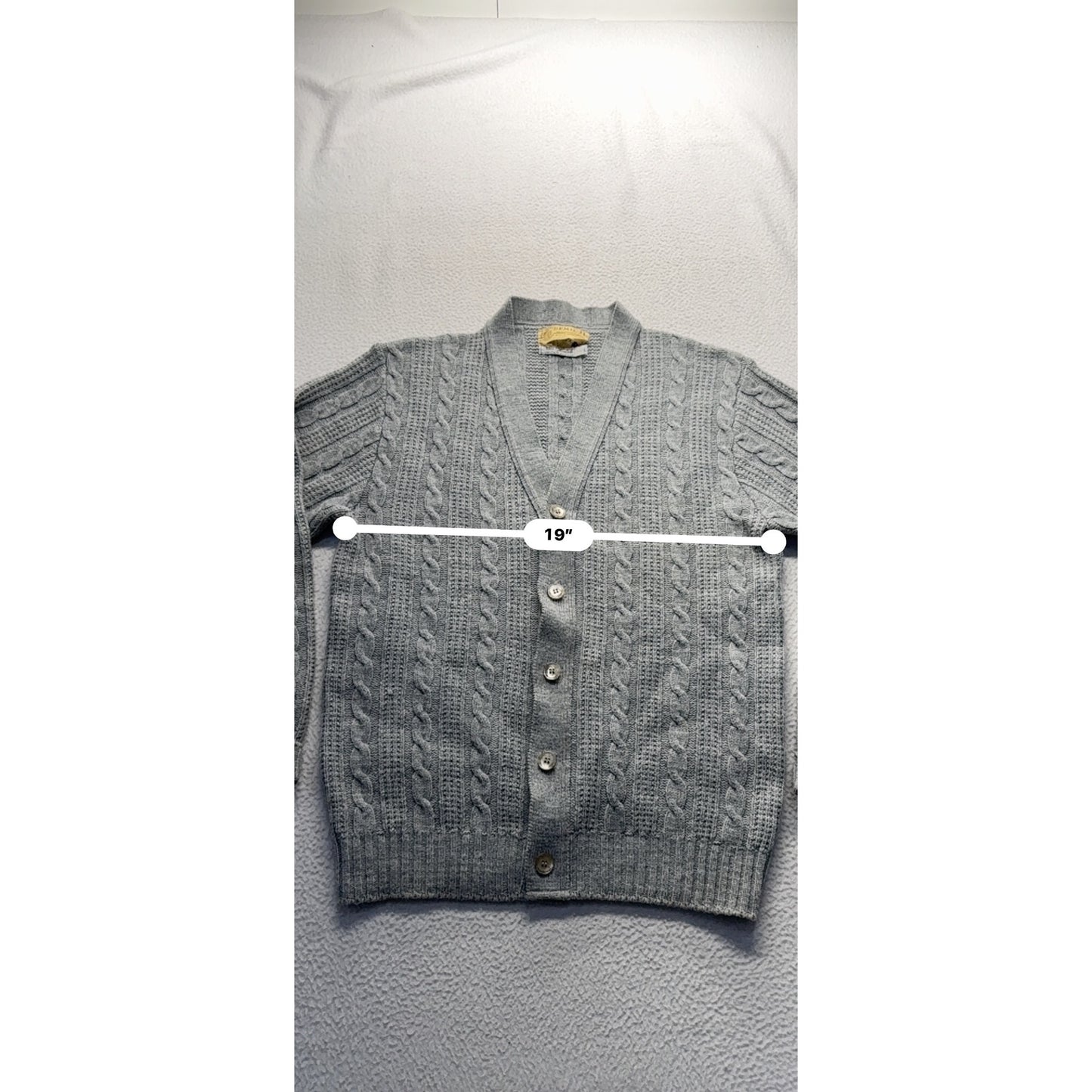 Vintage Bemidji Woolen Mills Mens Gray Cable Knit Cardigan Sweater #7987