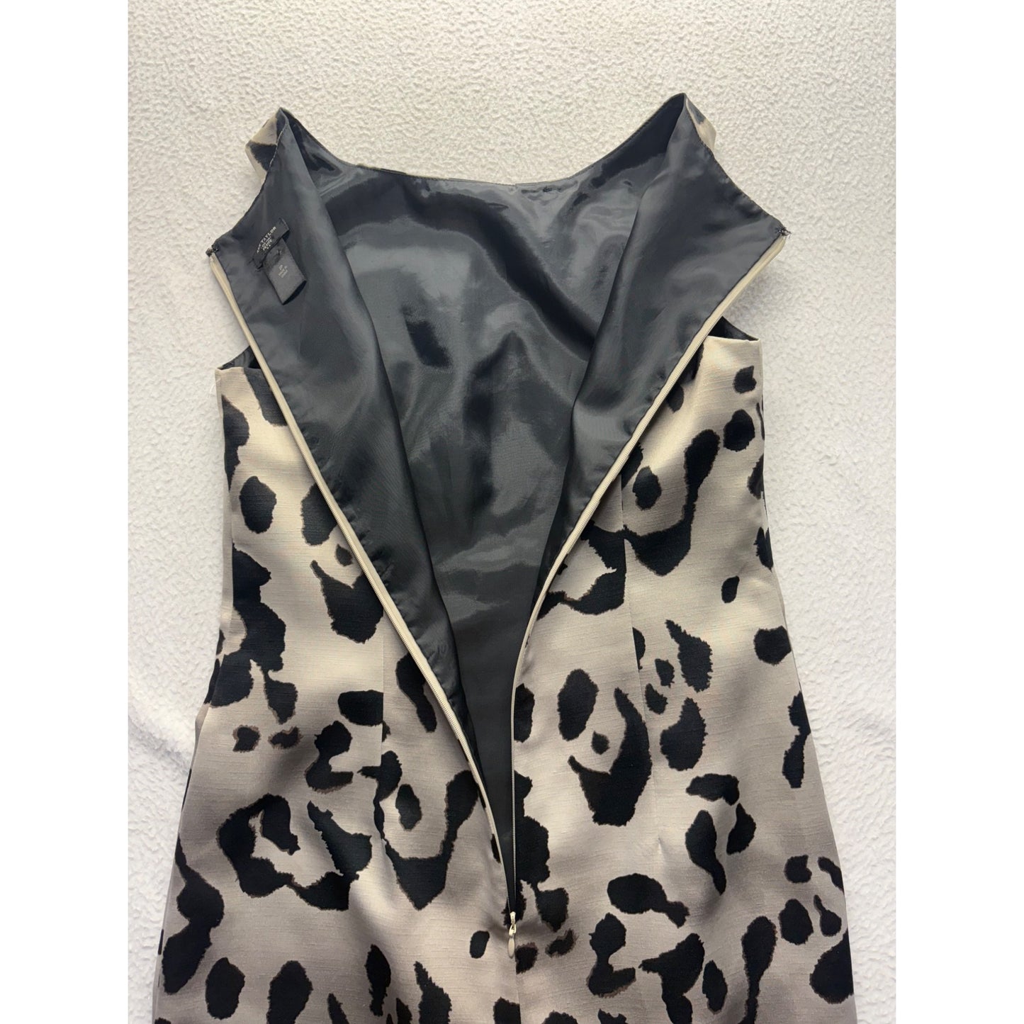 Ann Taylor Petite 2P Leopard Print Sleeveless Sheath Dress Beige & Black #7706