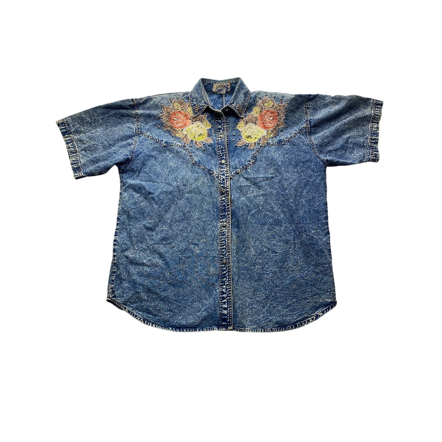 Vintage Polly Bleu Acid washed button up #3957