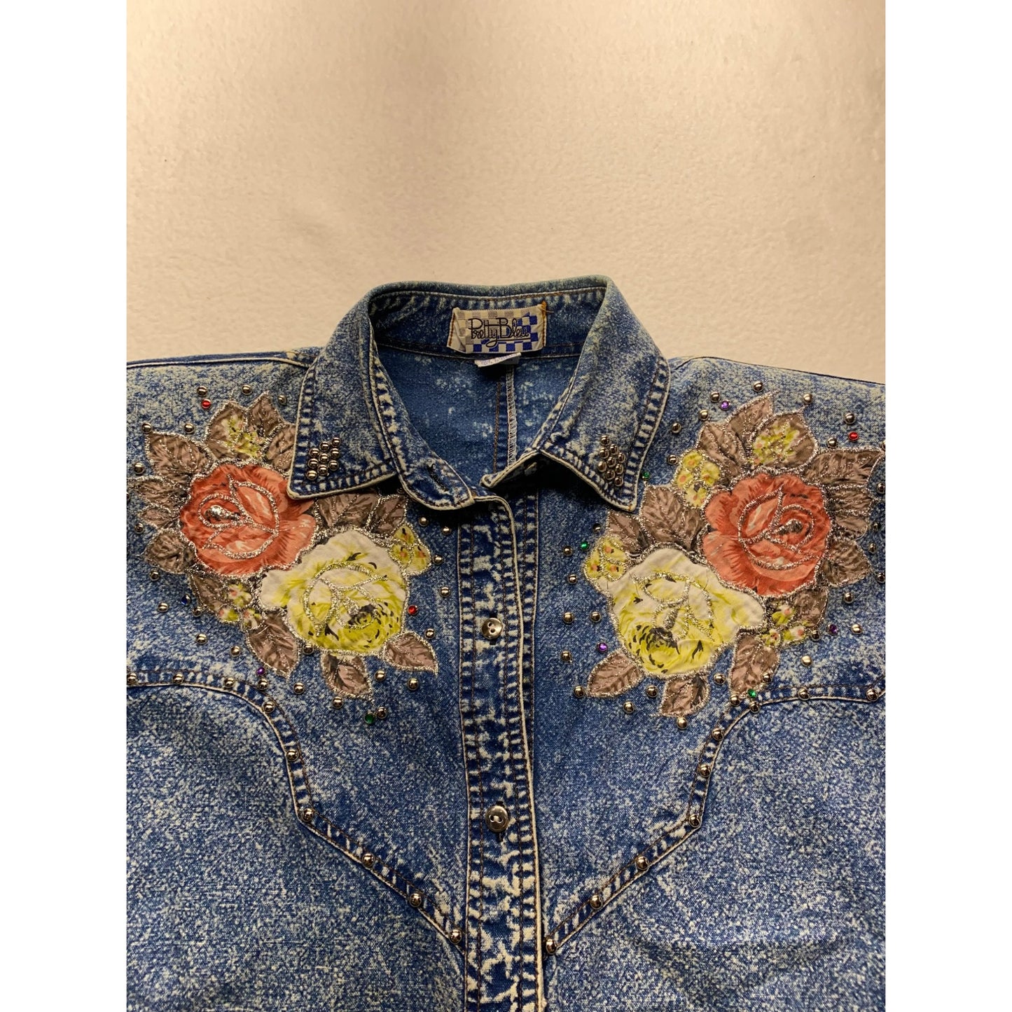 Vintage Polly Bleu Acid washed button up #3957