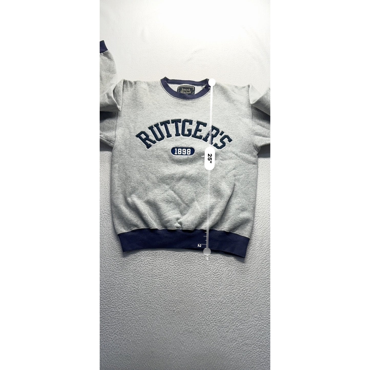 Vintage Jones & Mitchell Rutgers 1898 Sweatshirt Gray & Navy Medium #9324