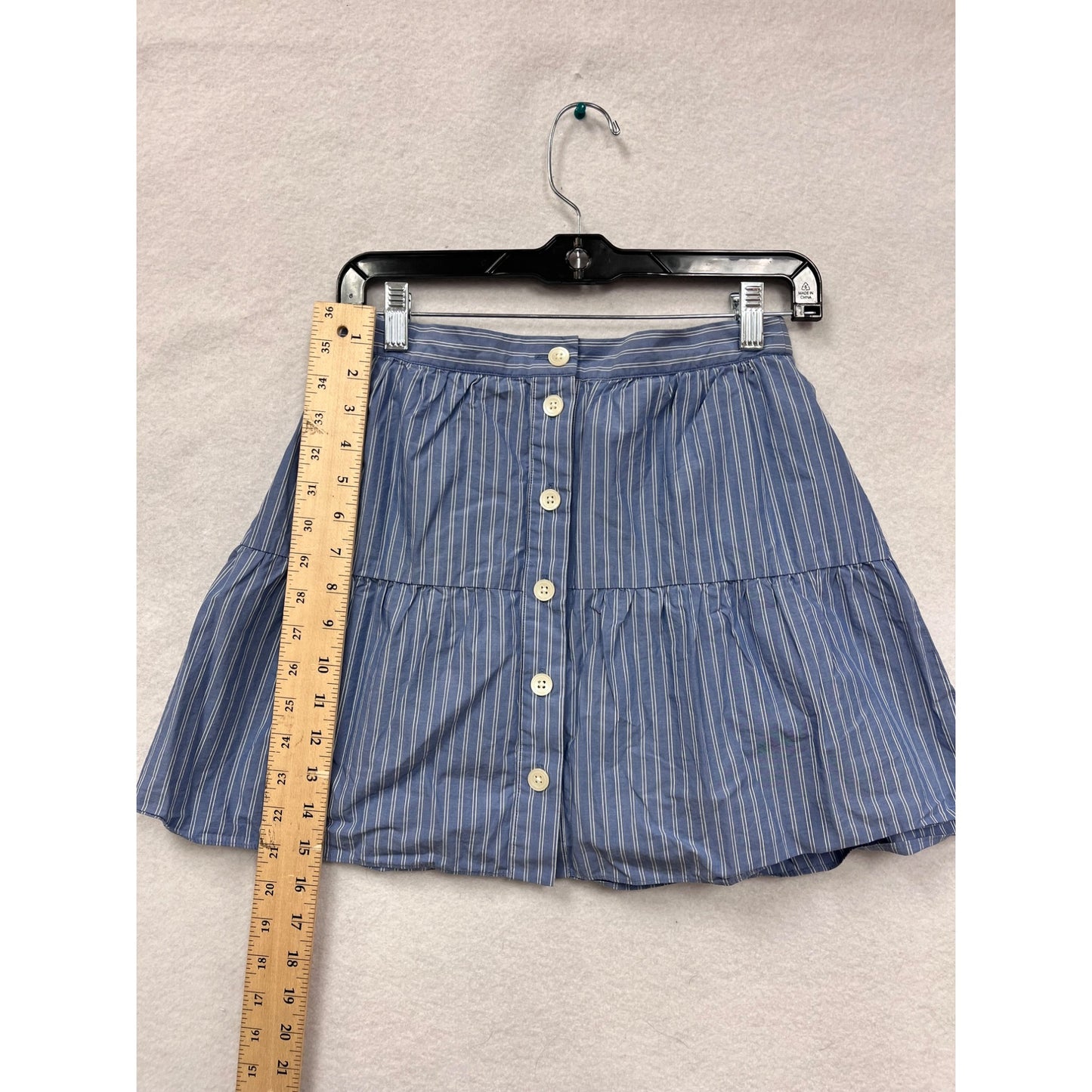 Women’s Small Madewell Blue & White Striped Cotton Skirt with Button Front #6309