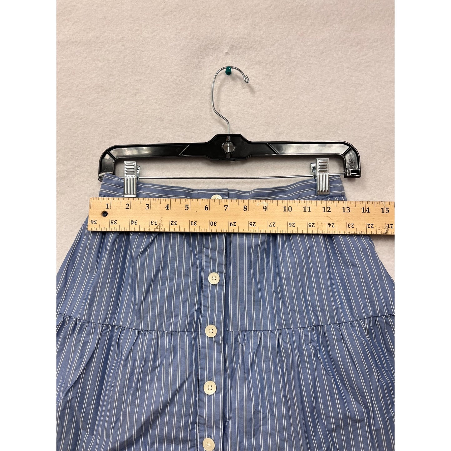 Women’s Small Madewell Blue & White Striped Cotton Skirt with Button Front #6309
