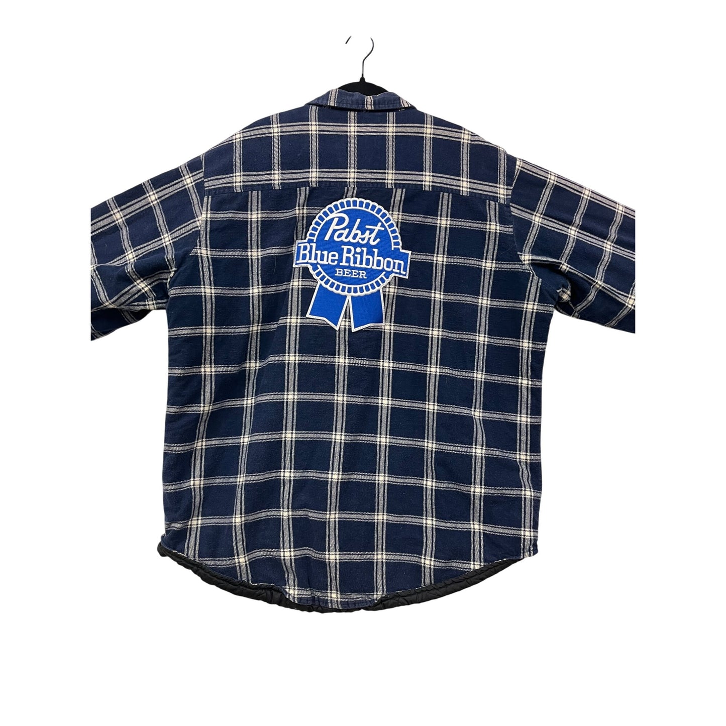 Pabst Blue Ribbon Mens Flannel Shirt With US Flag Patch & Quilted Lining #8241