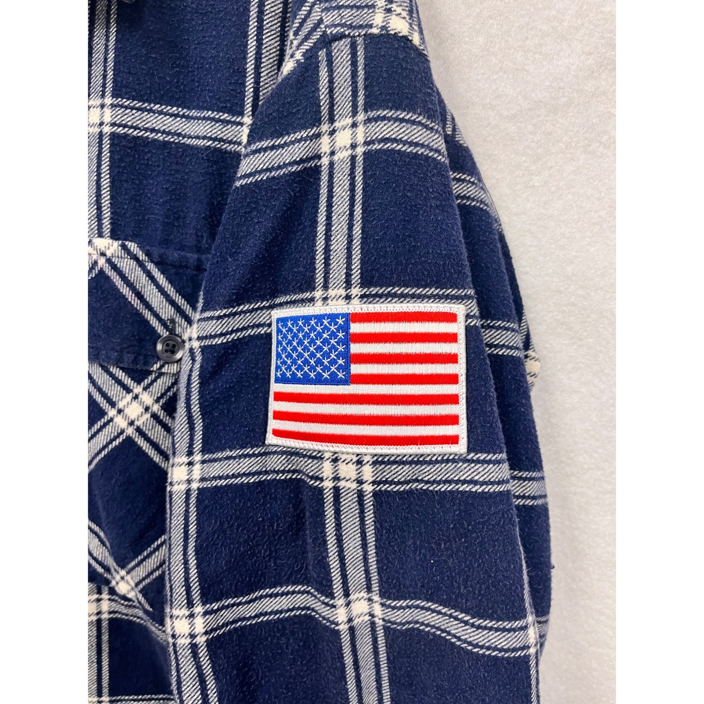 Pabst Blue Ribbon Mens Flannel Shirt With US Flag Patch & Quilted Lining #8241