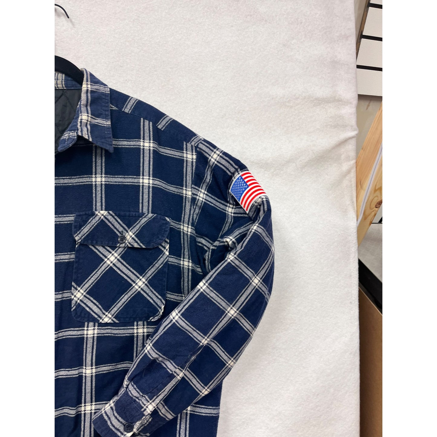 Pabst Blue Ribbon Mens Flannel Shirt With US Flag Patch & Quilted Lining #8241