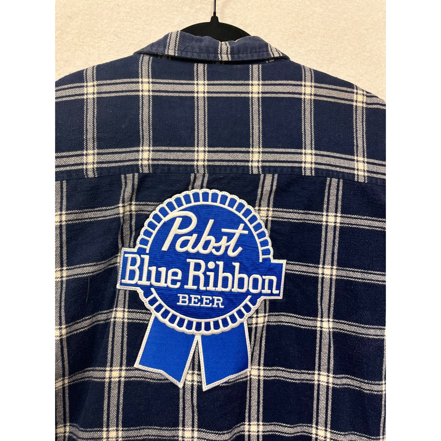 Pabst Blue Ribbon Mens Flannel Shirt With US Flag Patch & Quilted Lining #8241