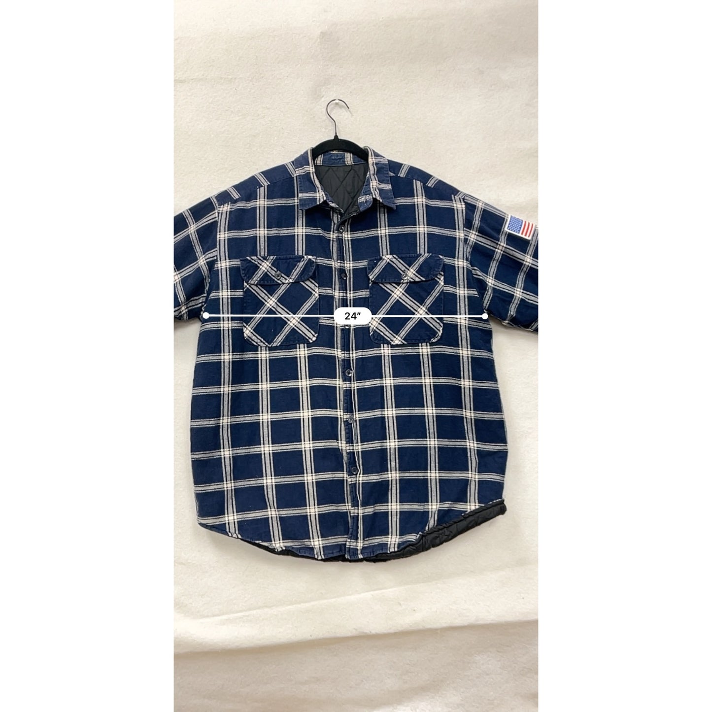 Pabst Blue Ribbon Mens Flannel Shirt With US Flag Patch & Quilted Lining #8241