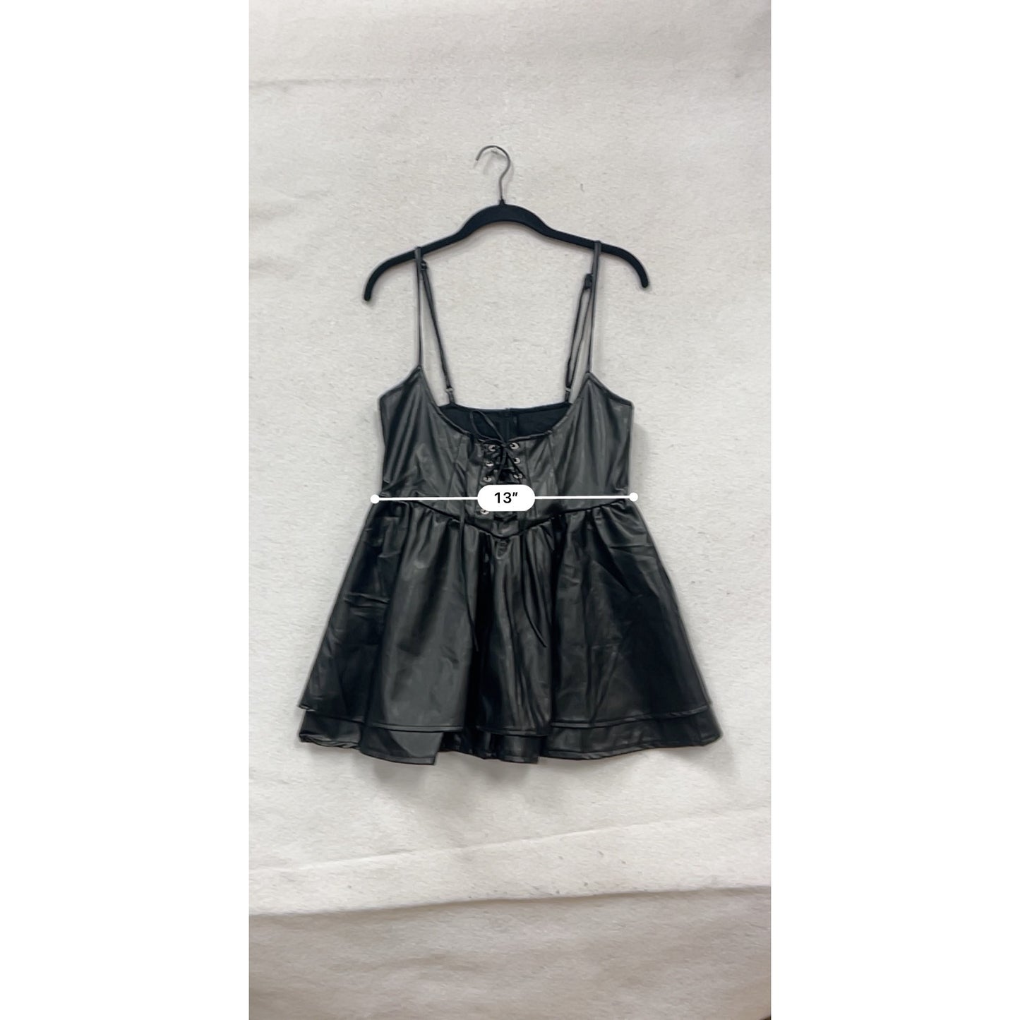 Womens Faux Leather Black Lace-Up Mini Dress By Boshang L #101A