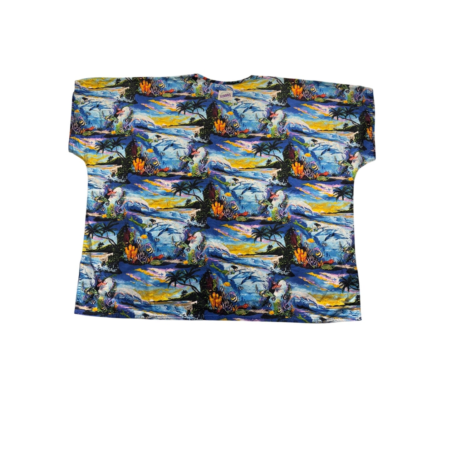 Vintage S.C.R.U.B.S. Under The Sea Print V-Neck Scrub Top #272B