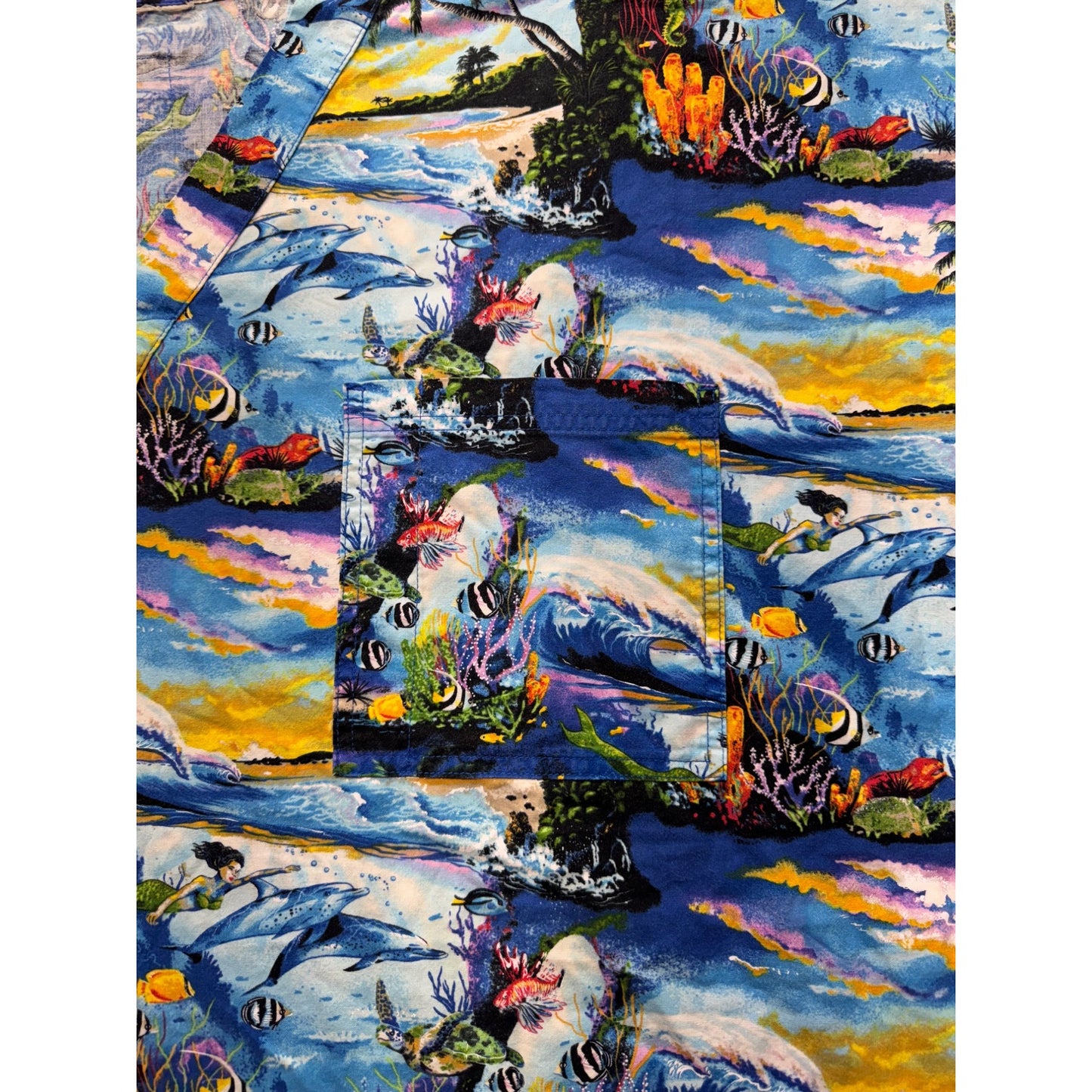 Vintage S.C.R.U.B.S. Under The Sea Print V-Neck Scrub Top #272B