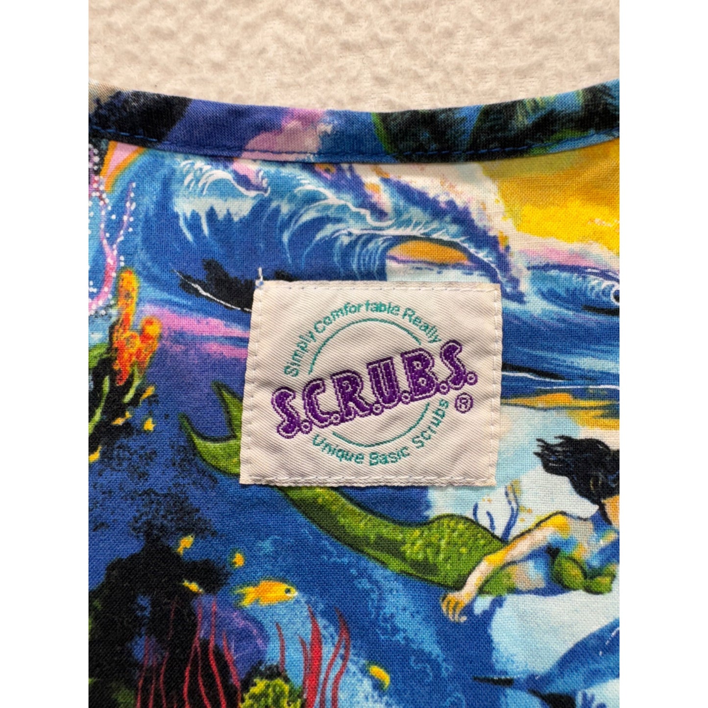 Vintage S.C.R.U.B.S. Under The Sea Print V-Neck Scrub Top #272B