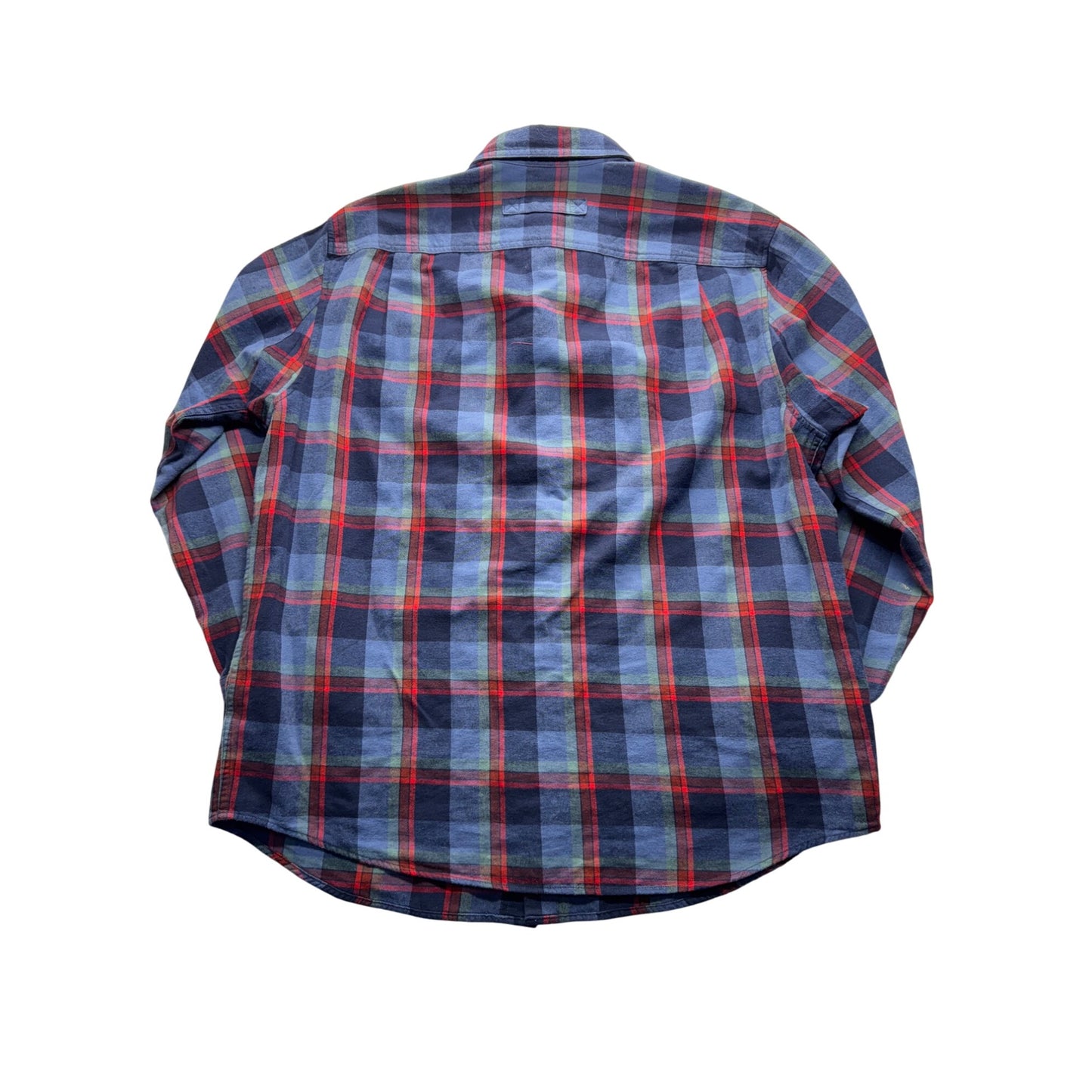 Duluth Trading Co Mens Blue & Red Plaid Relaxed Fit Button-Up Shirt Lg #7779