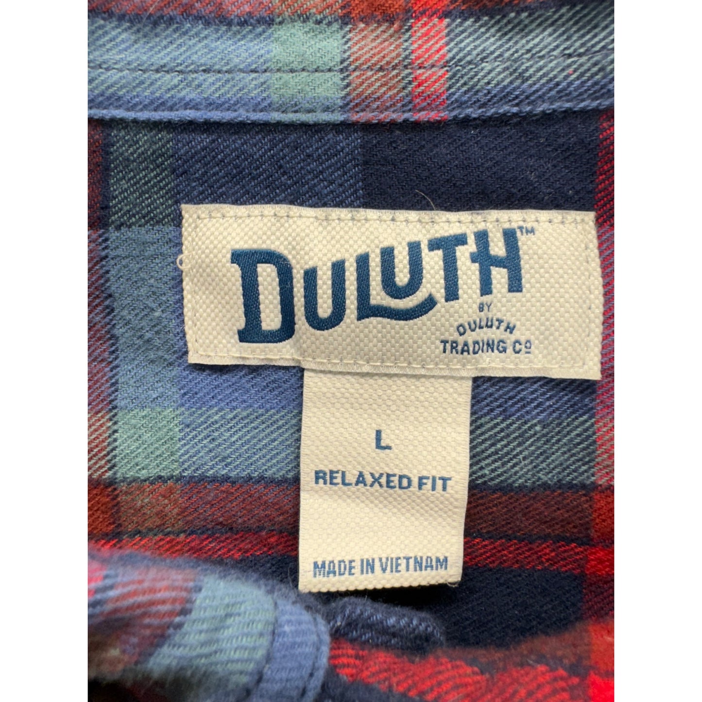 Duluth Trading Co Mens Blue & Red Plaid Relaxed Fit Button-Up Shirt Lg #7779