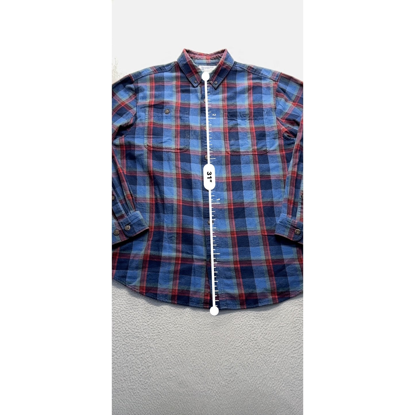 Duluth Trading Co Mens Blue & Red Plaid Relaxed Fit Button-Up Shirt Lg #7779