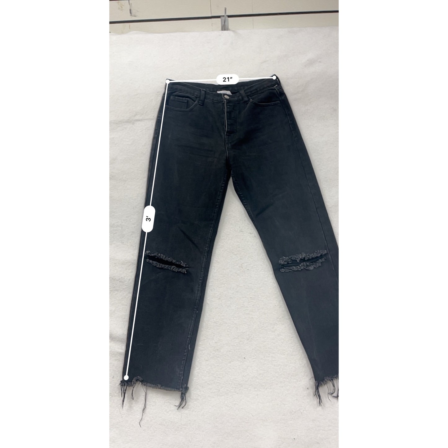 Princess Polly Womens Black Distressed High-Waisted Straight-Leg Jeans #8183