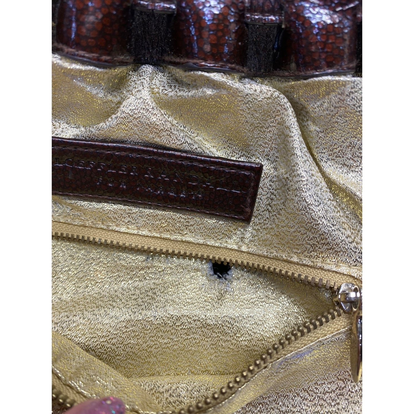 Loeffler Randall Brown Tote Bag With Dual Handles & Ruffle Detail #5963