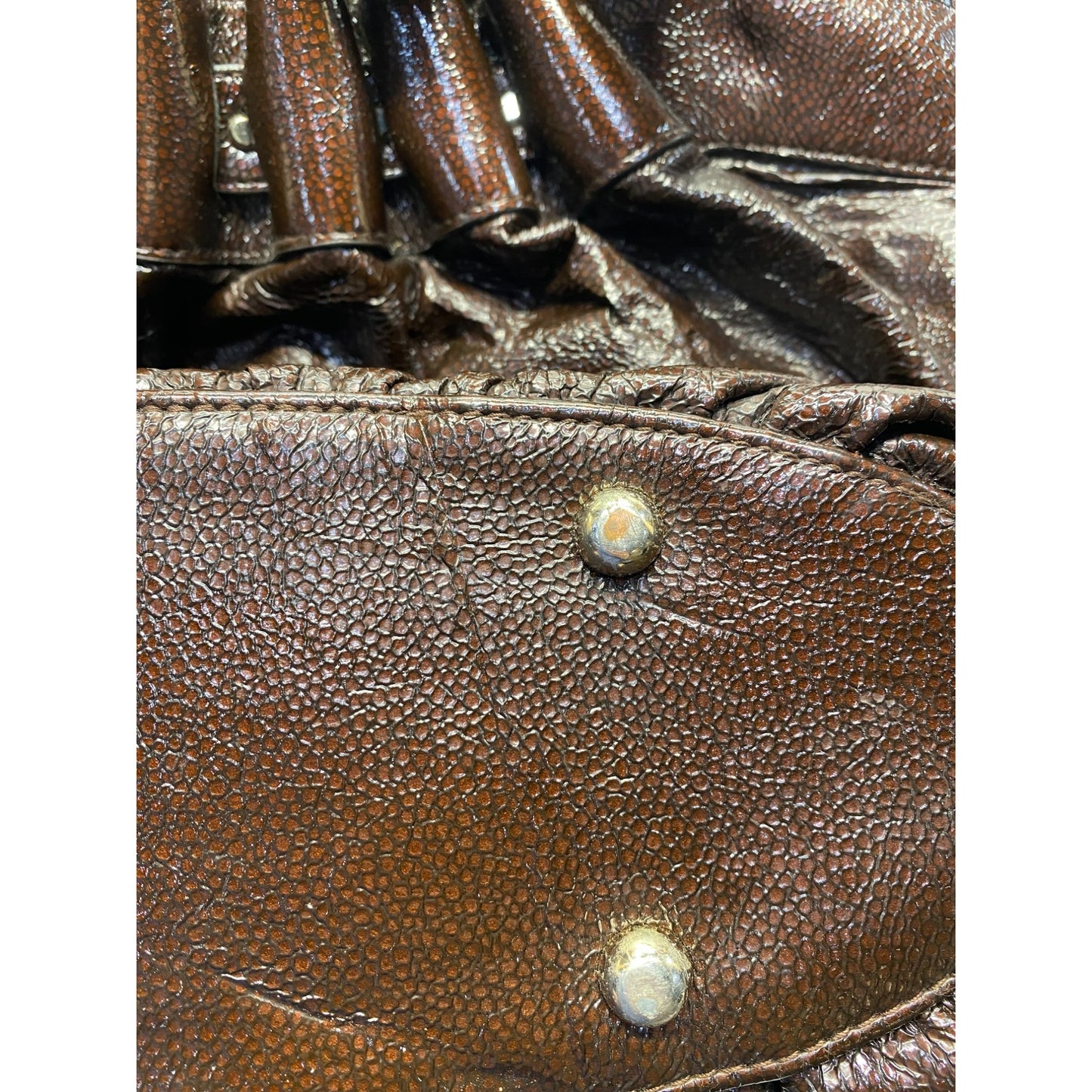 Loeffler Randall Brown Tote Bag With Dual Handles & Ruffle Detail #5963
