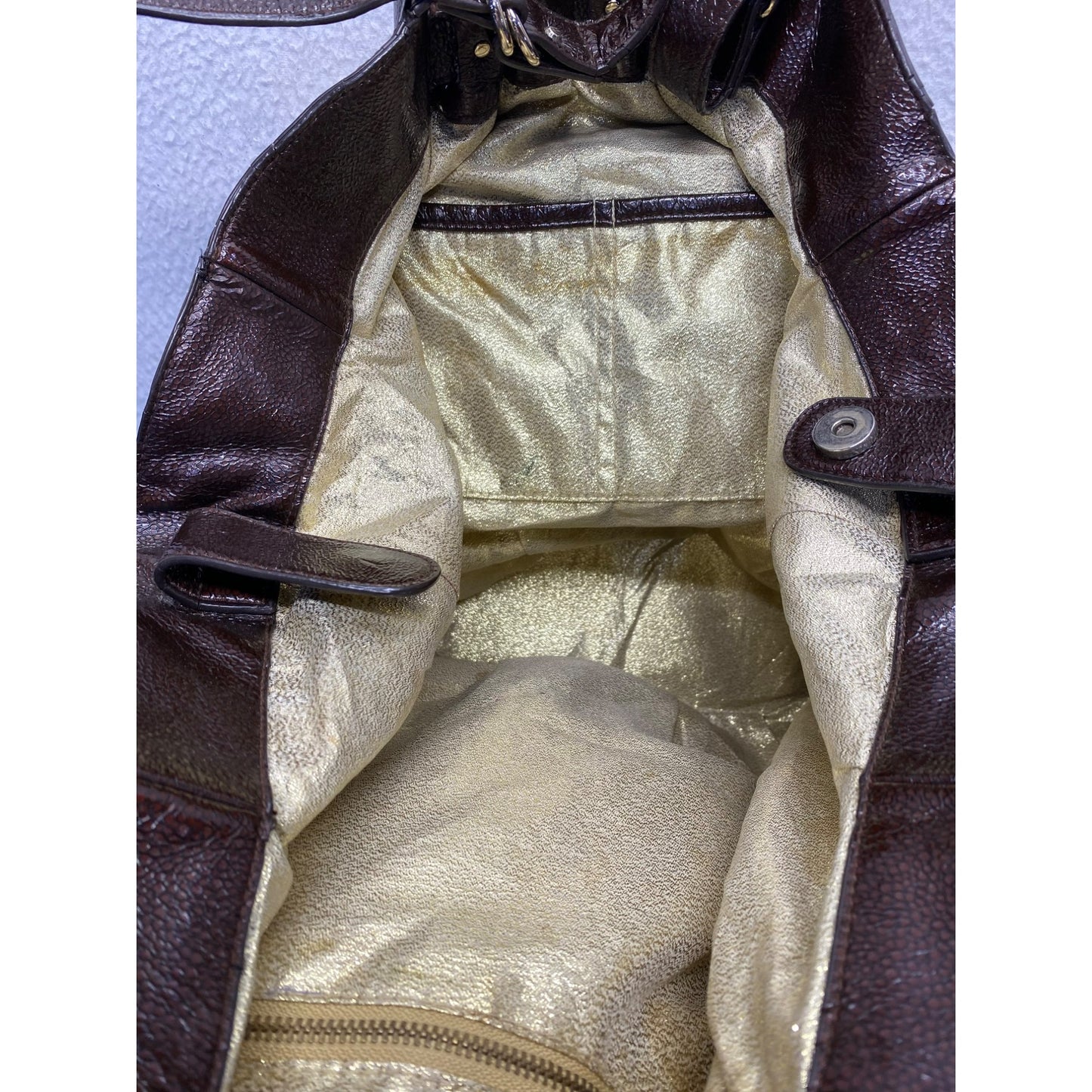 Loeffler Randall Brown Tote Bag With Dual Handles & Ruffle Detail #5963