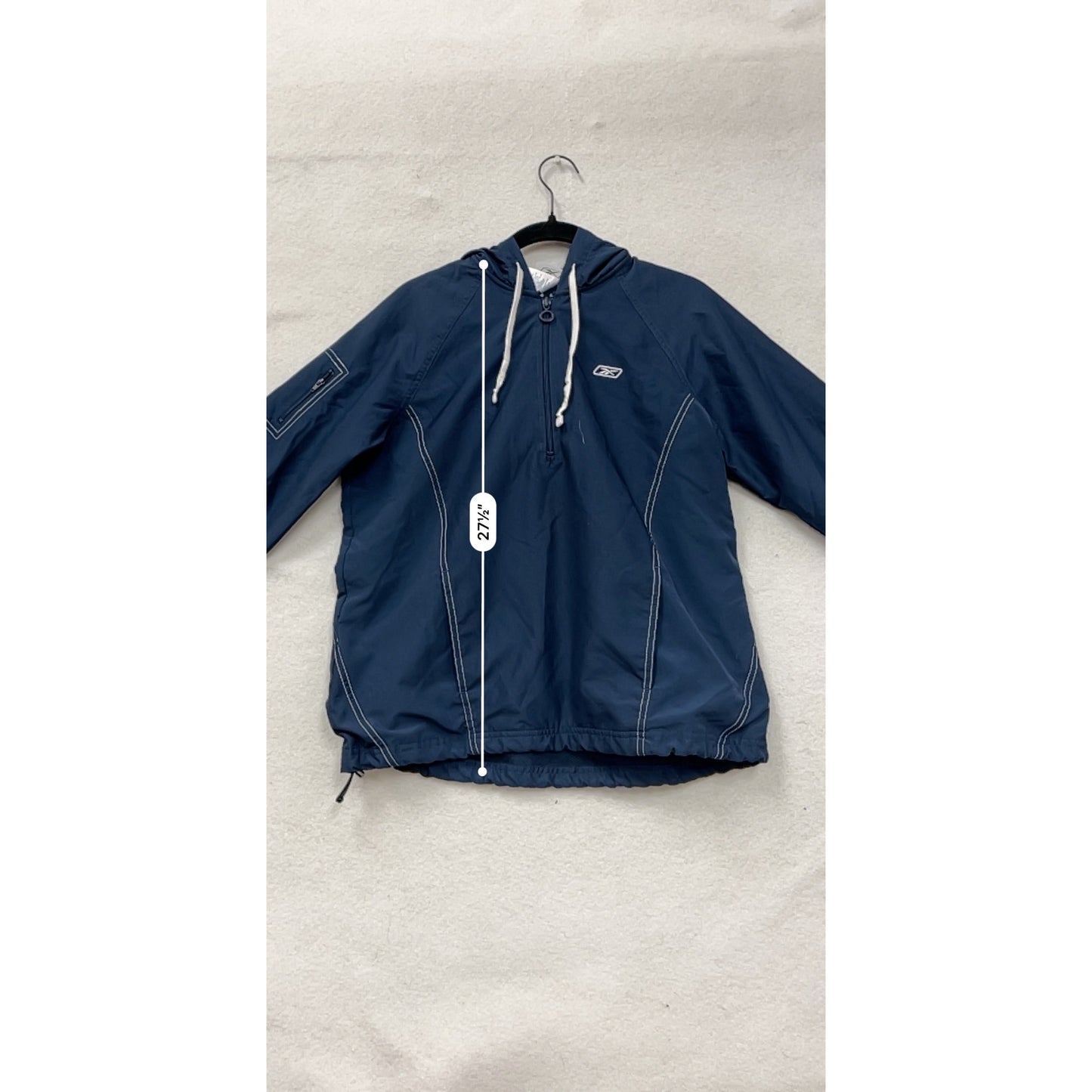 Mens Medium RBK Navy Hooded Windbreaker Jacket #8077