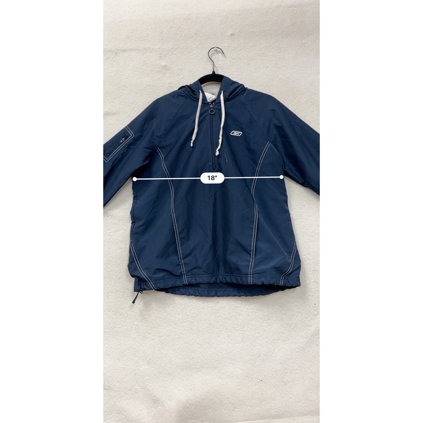 Mens Medium RBK Navy Hooded Windbreaker Jacket #8077