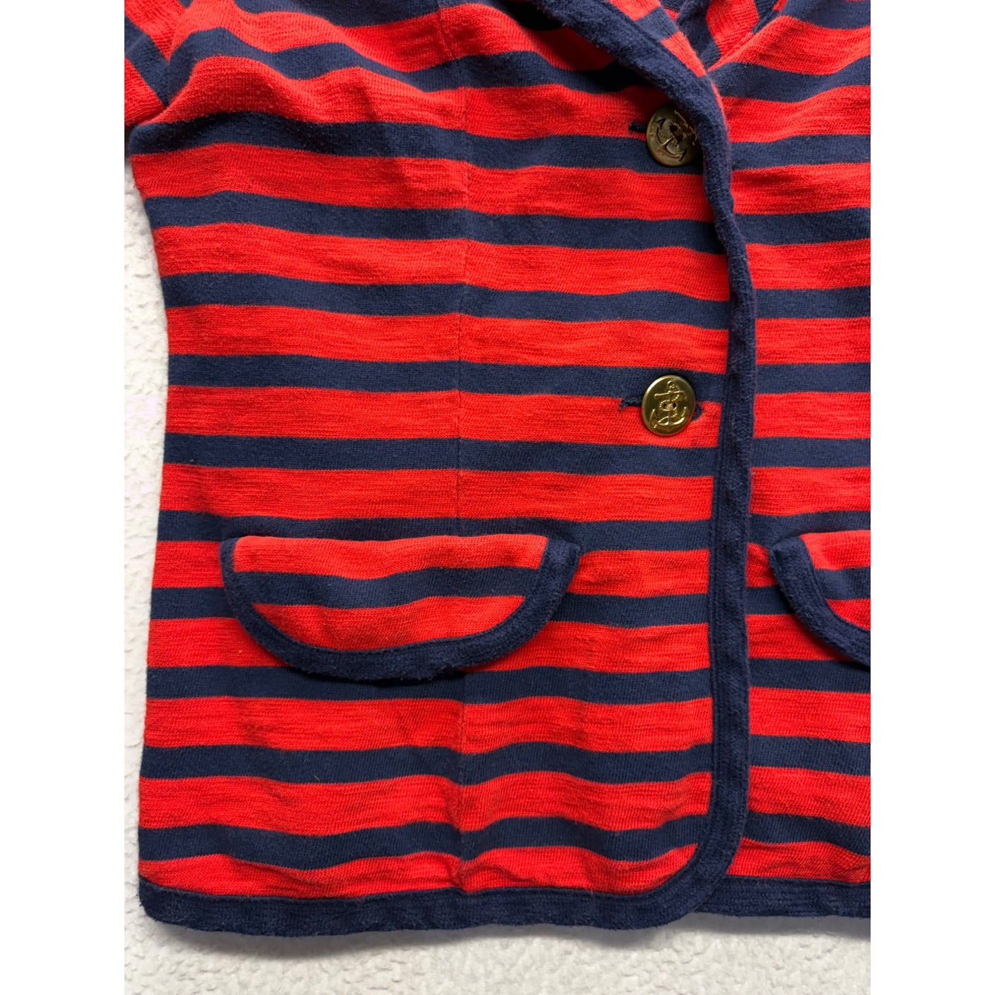 Cabi Womens Red & Navy Striped Cardigan Blazer #7694