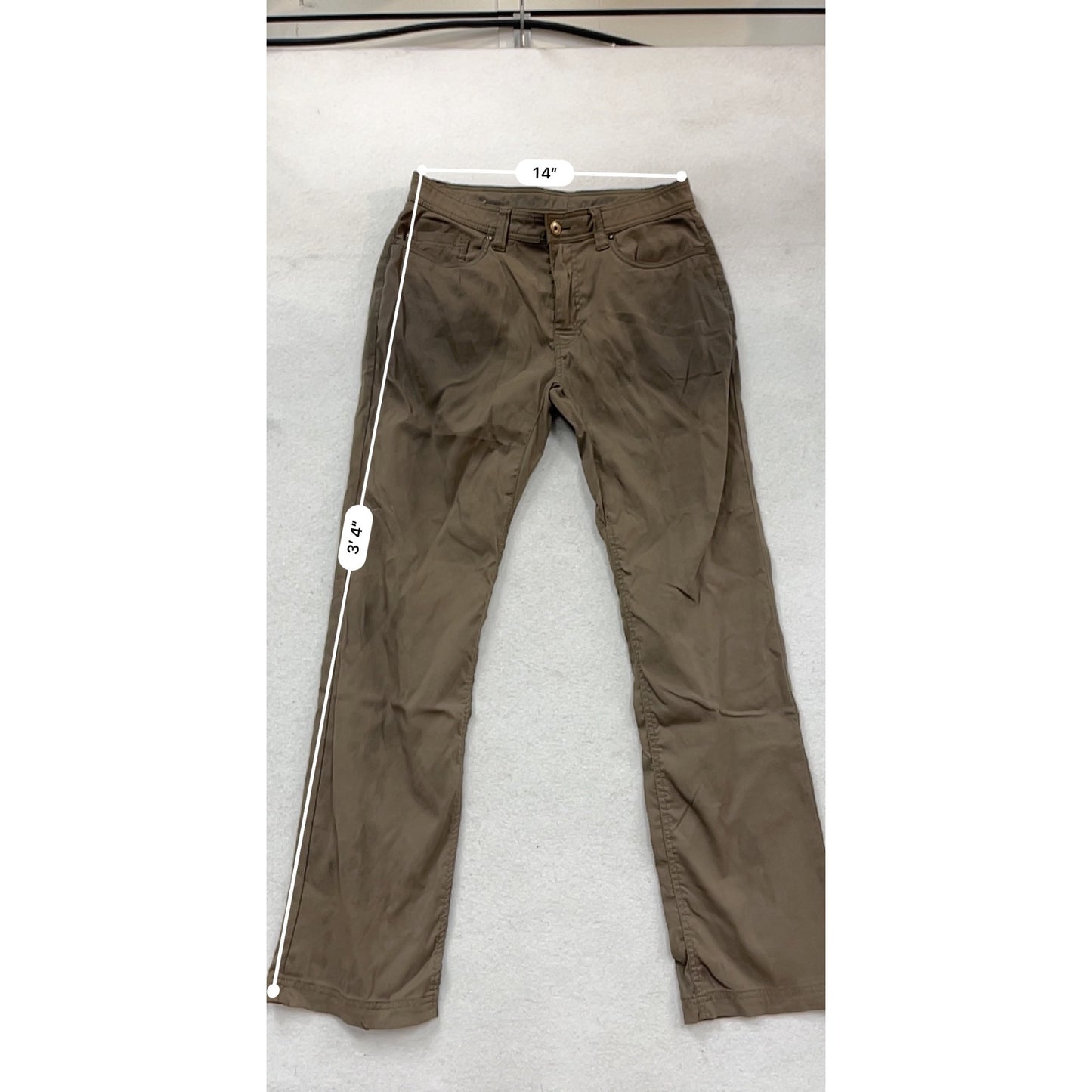 PrAna Mens Khaki Brown Pants 33W X 32L Slim Fit #946A