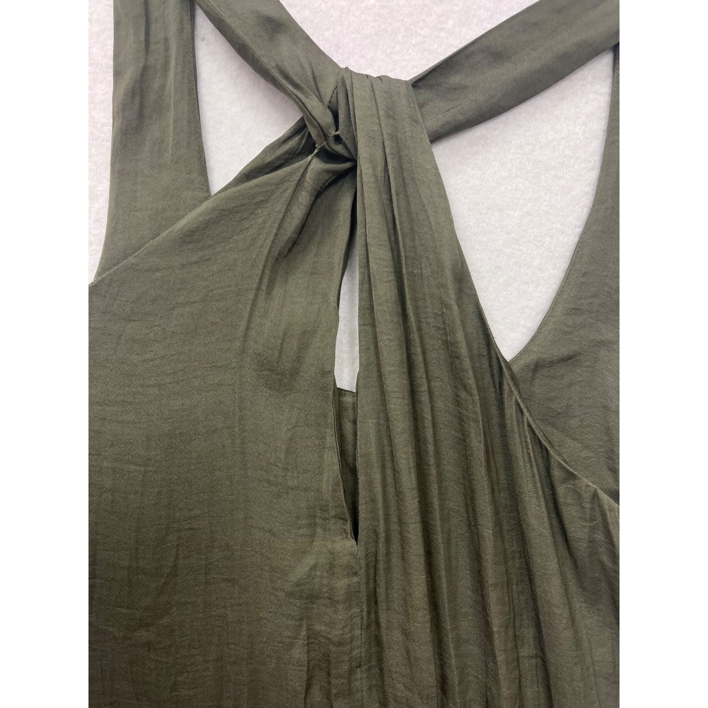 Women’s Small Trouvé Olive Green Sleeveless Knotted Back Tank Dress #6686