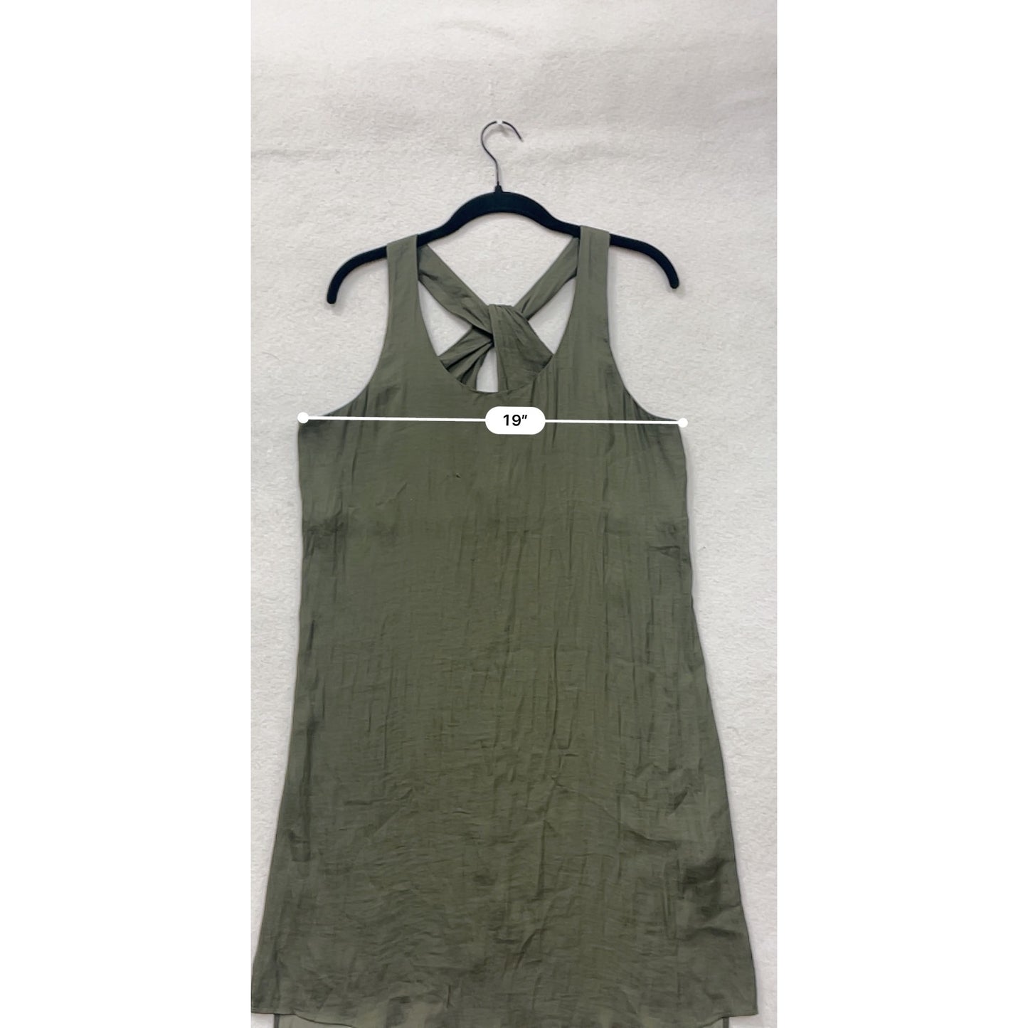 Women’s Small Trouvé Olive Green Sleeveless Knotted Back Tank Dress #6686