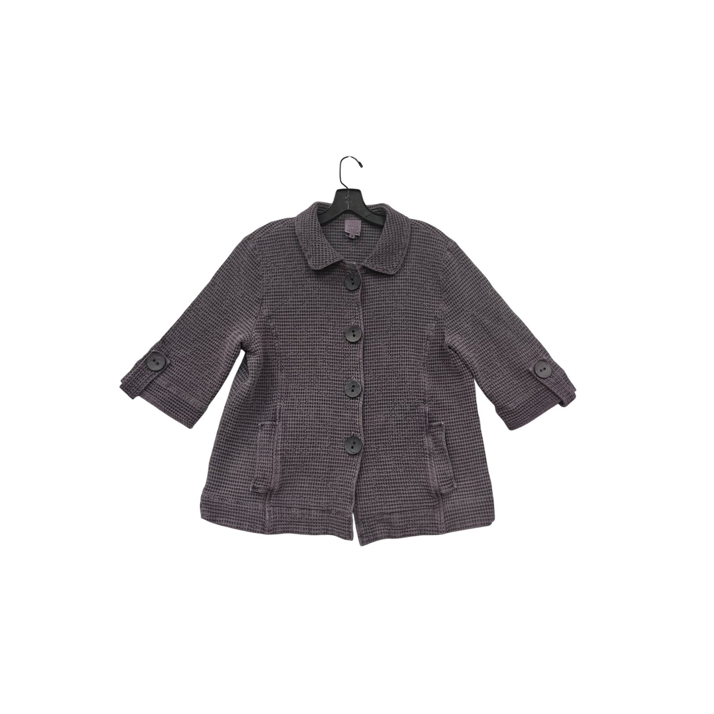 Focus Medium Waffle Knit Button-Up Jacket Purple #8390