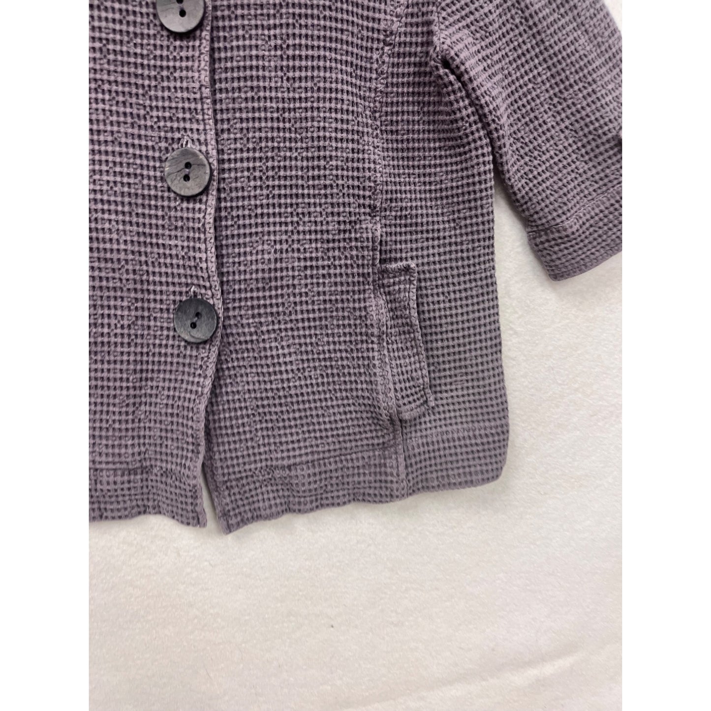 Focus Medium Waffle Knit Button-Up Jacket Purple #8390