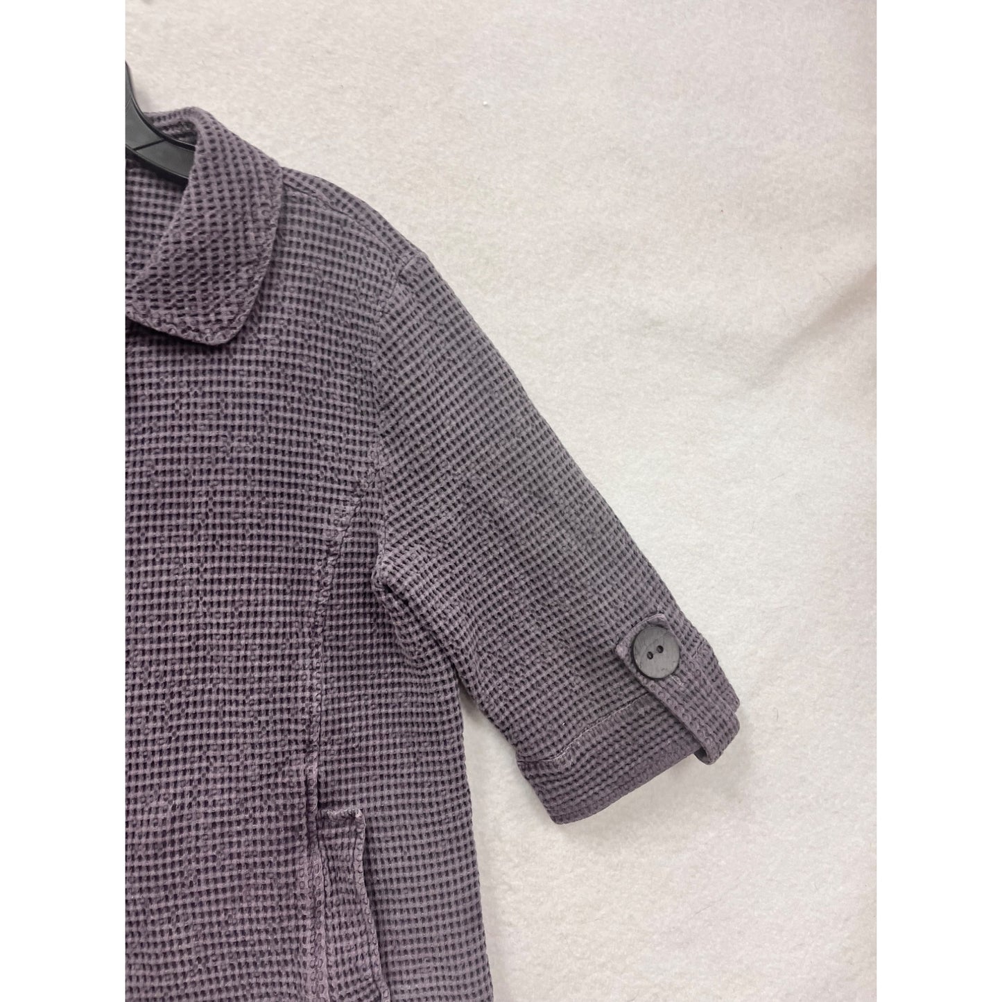 Focus Medium Waffle Knit Button-Up Jacket Purple #8390