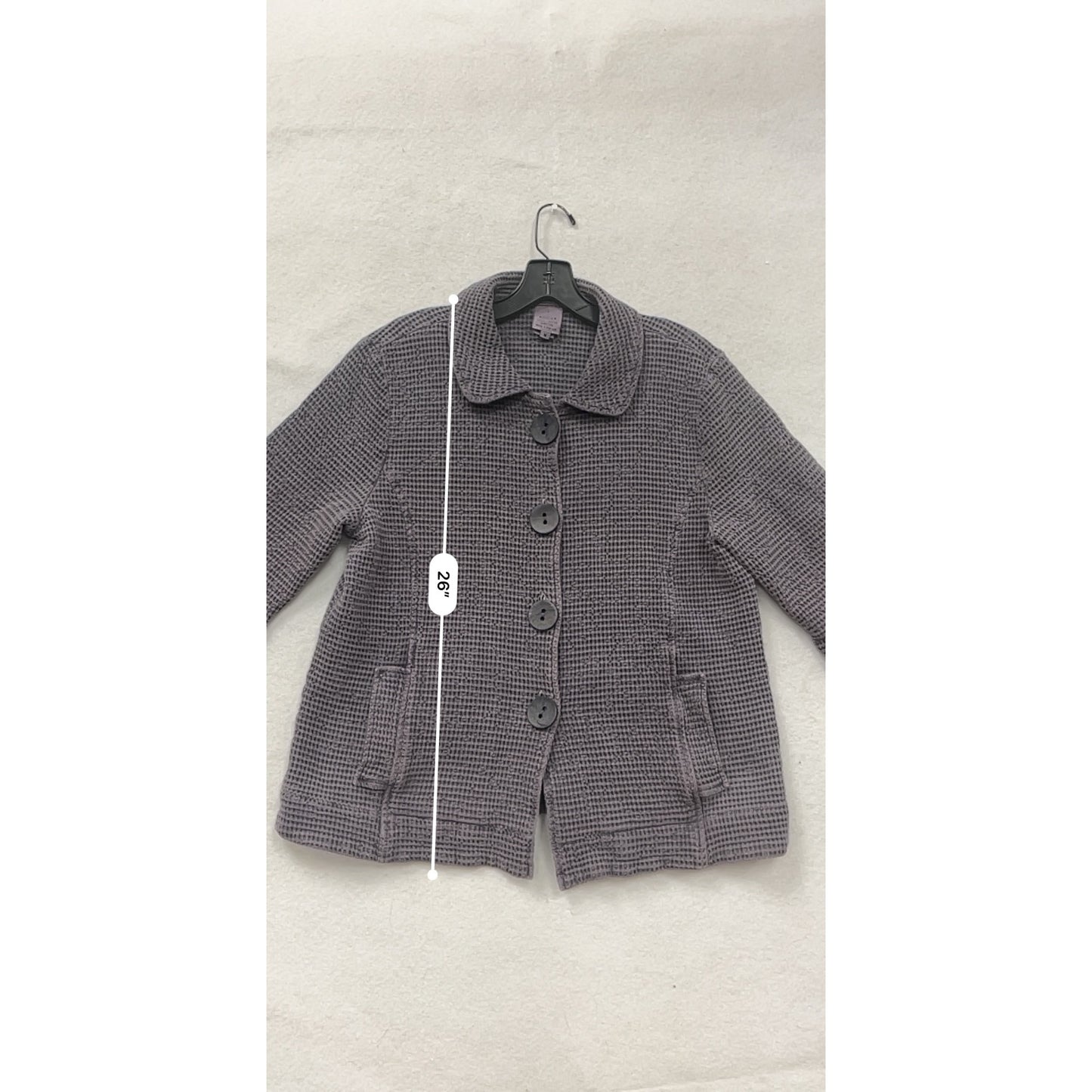 Focus Medium Waffle Knit Button-Up Jacket Purple #8390