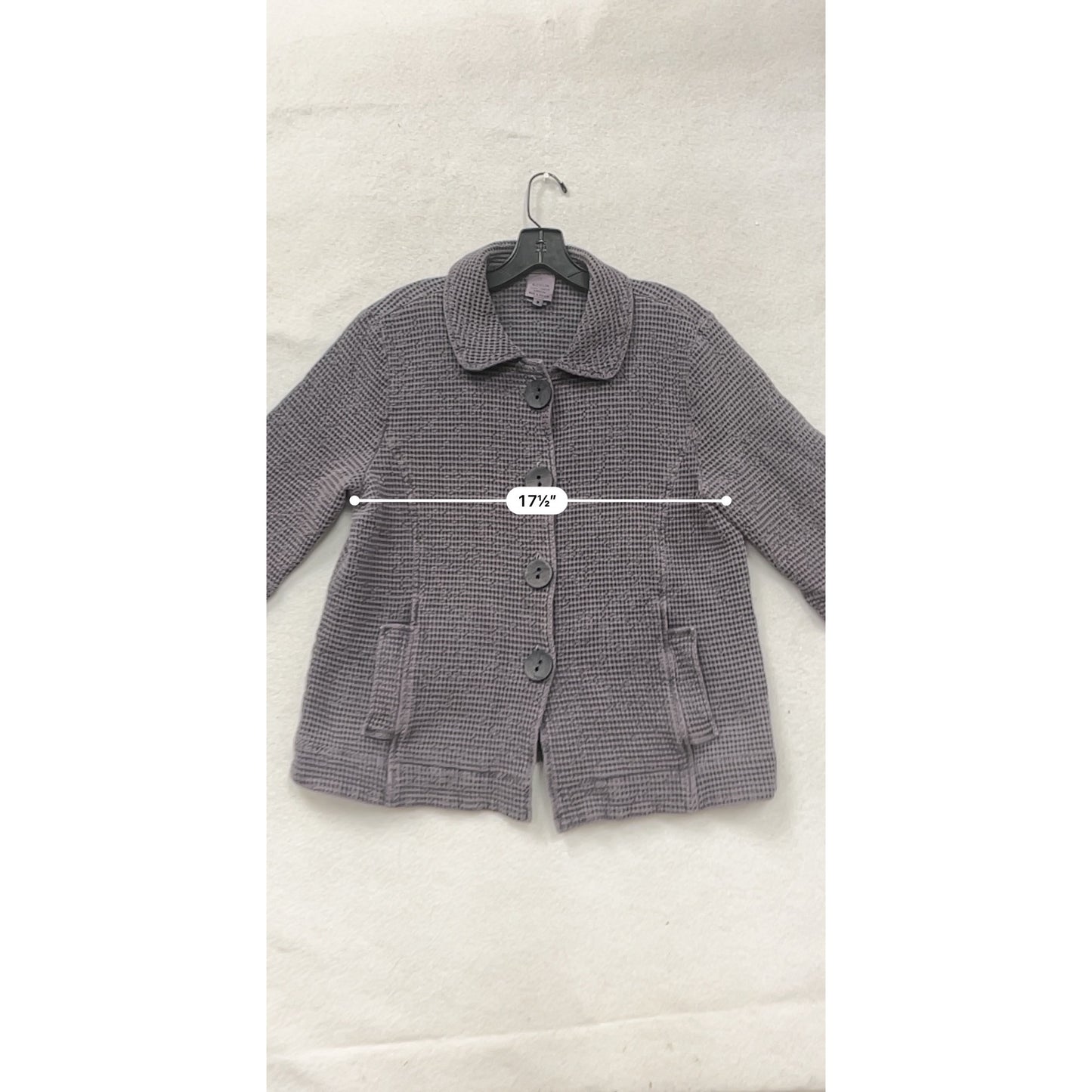 Focus Medium Waffle Knit Button-Up Jacket Purple #8390