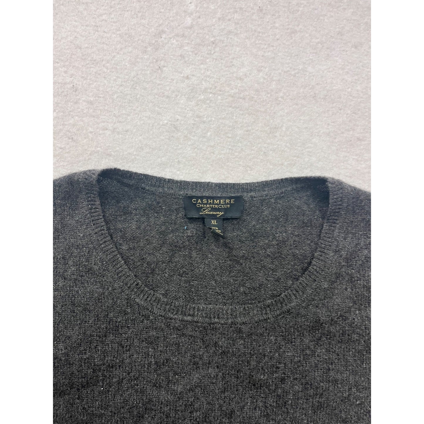 Charter Club Womens XL Luxury Cashmere Gray Crewneck #8192