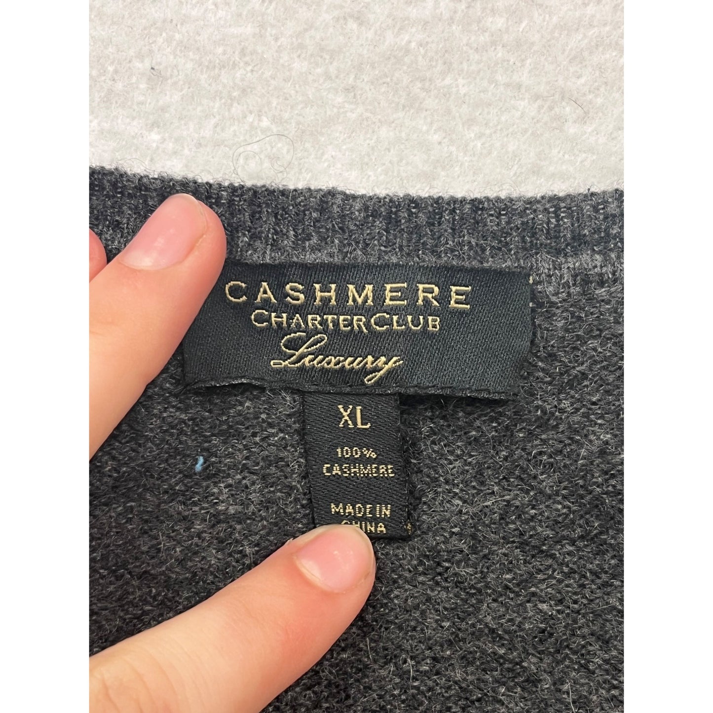 Charter Club Womens XL Luxury Cashmere Gray Crewneck #8192