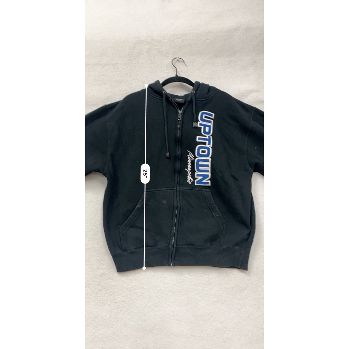 Uptown Minneapolis Black Zip-Up Hoodie Womens L By Cotton Heritage #6967