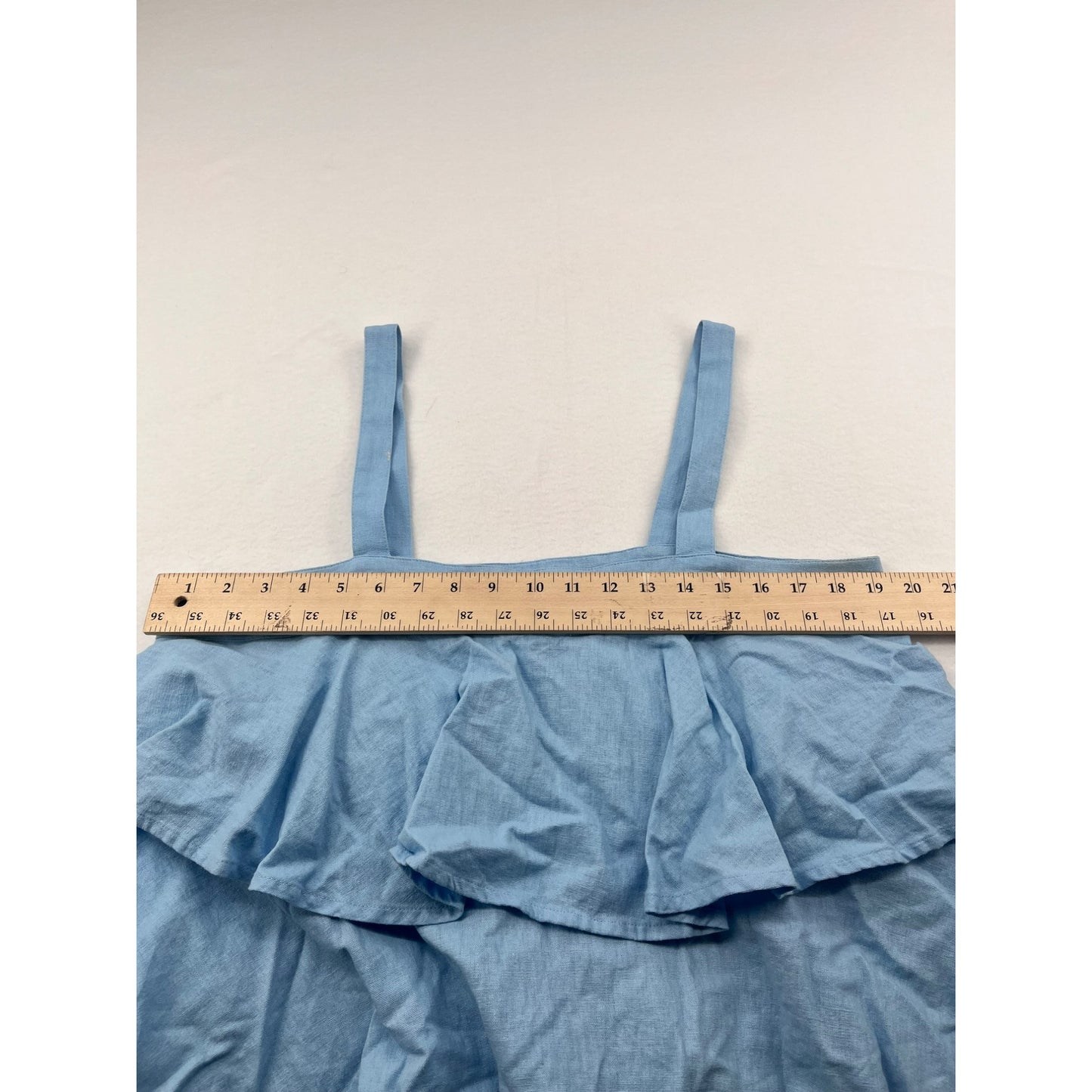Womens Abound Blue Linen Ruffled Tank Top #6209