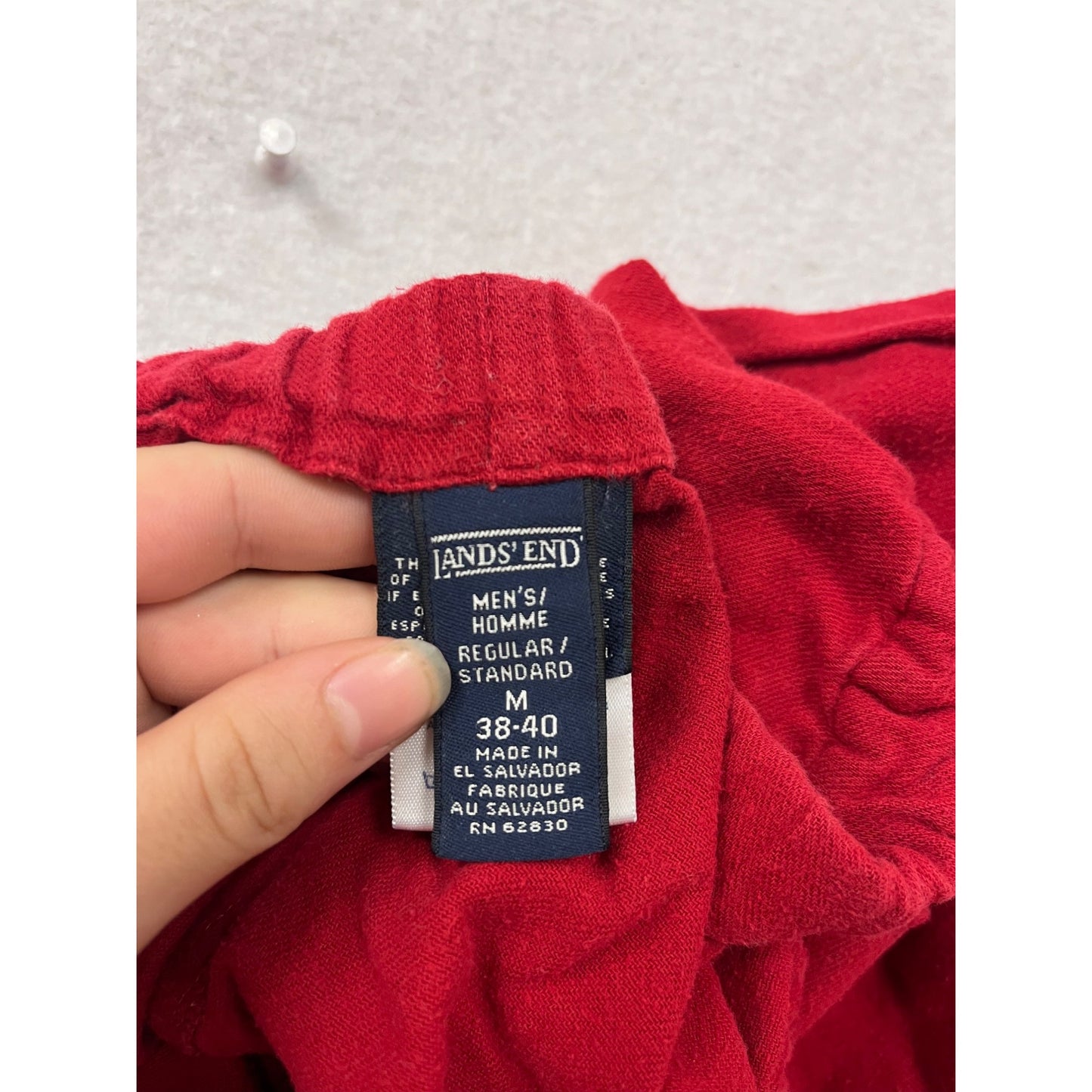 Mens Red Lands End Cotton Lounge Pants Size M #8988