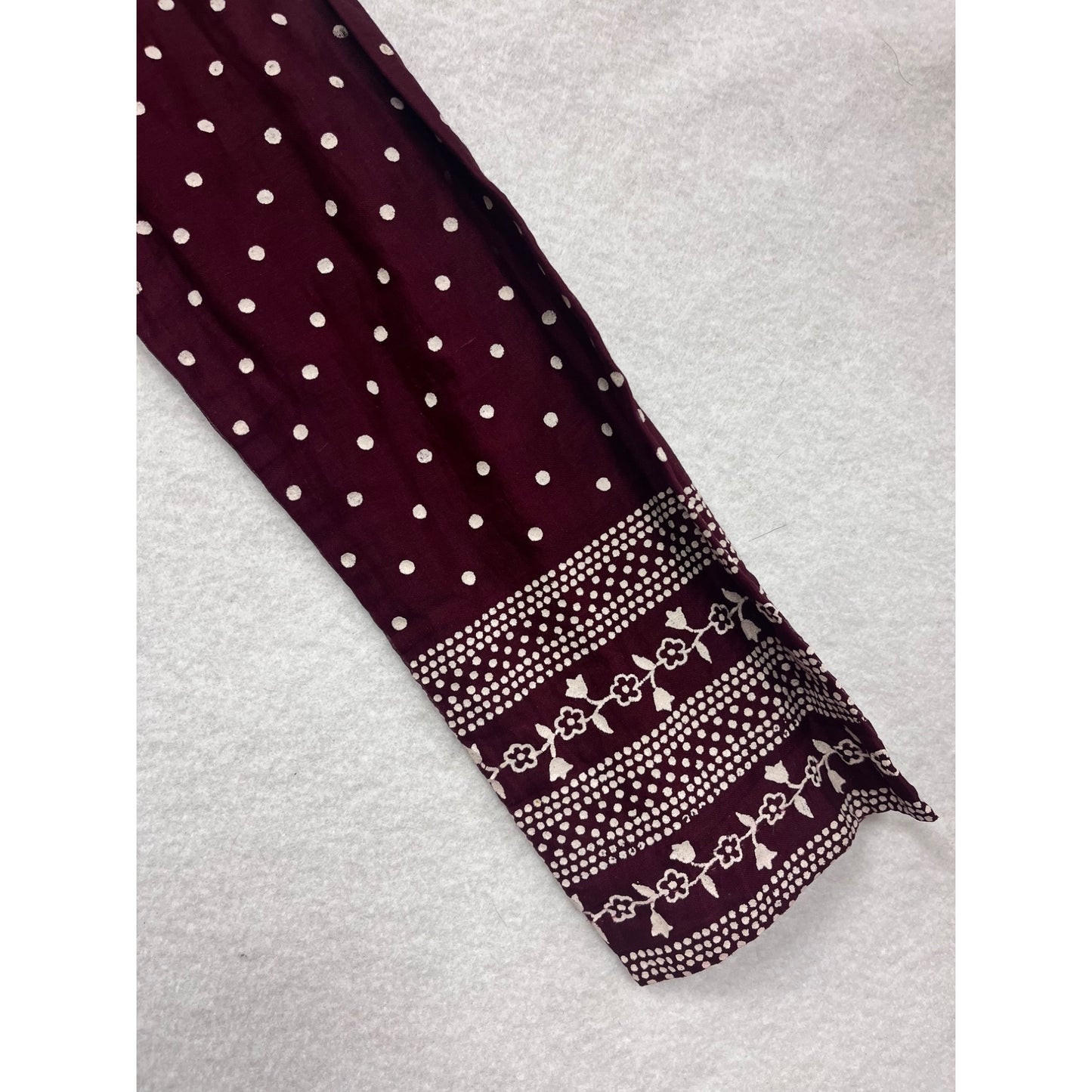 Maroon Polka Dot & Floral Print Long Sleeve Womens Small Tunic Dress #6685
