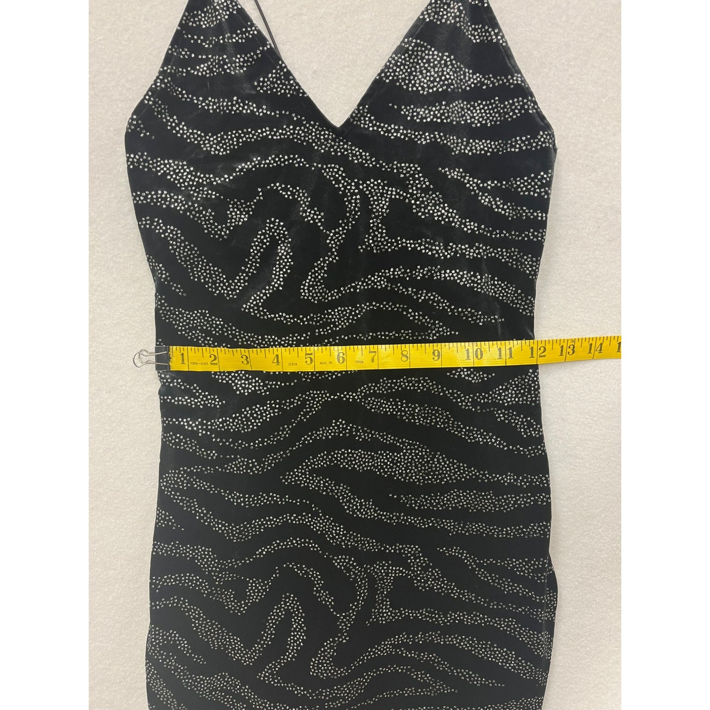 Women’s H&M Black & Silver Zebra Print V-Neck Spaghetti Strap Mini Dress #2954